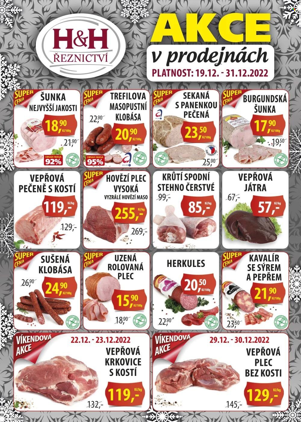 Leták Řeznictví H&H - 19.12.2022 - 31.12.2022. Strana 1
