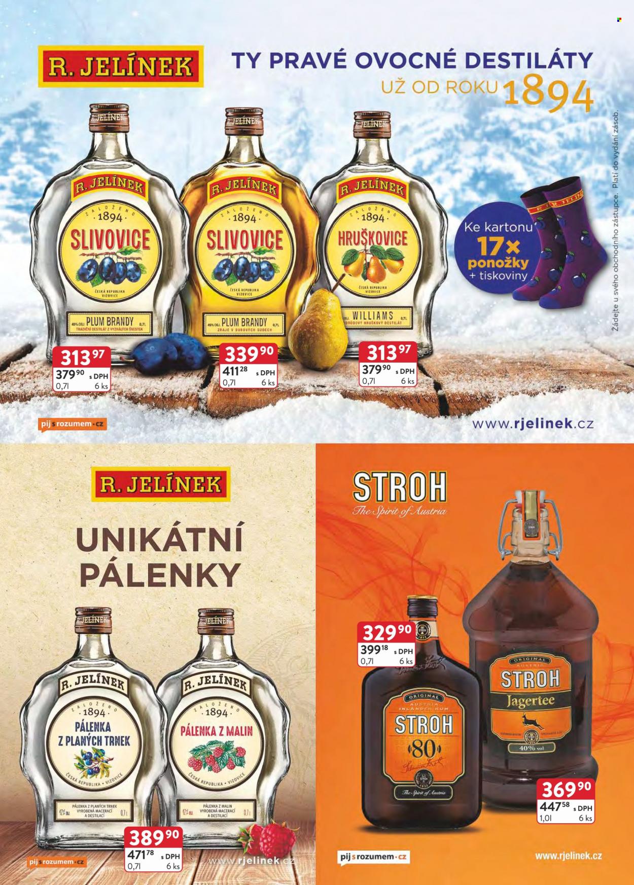 thumbnail - Leták Astur & Qanto velkoobchod - 1.1.2023 - 31.1.2023 - Produkty v akci - alkohol, rum, slivovice, hruškovice, R. Jelínek, brandy, Stroh. Strana 14.