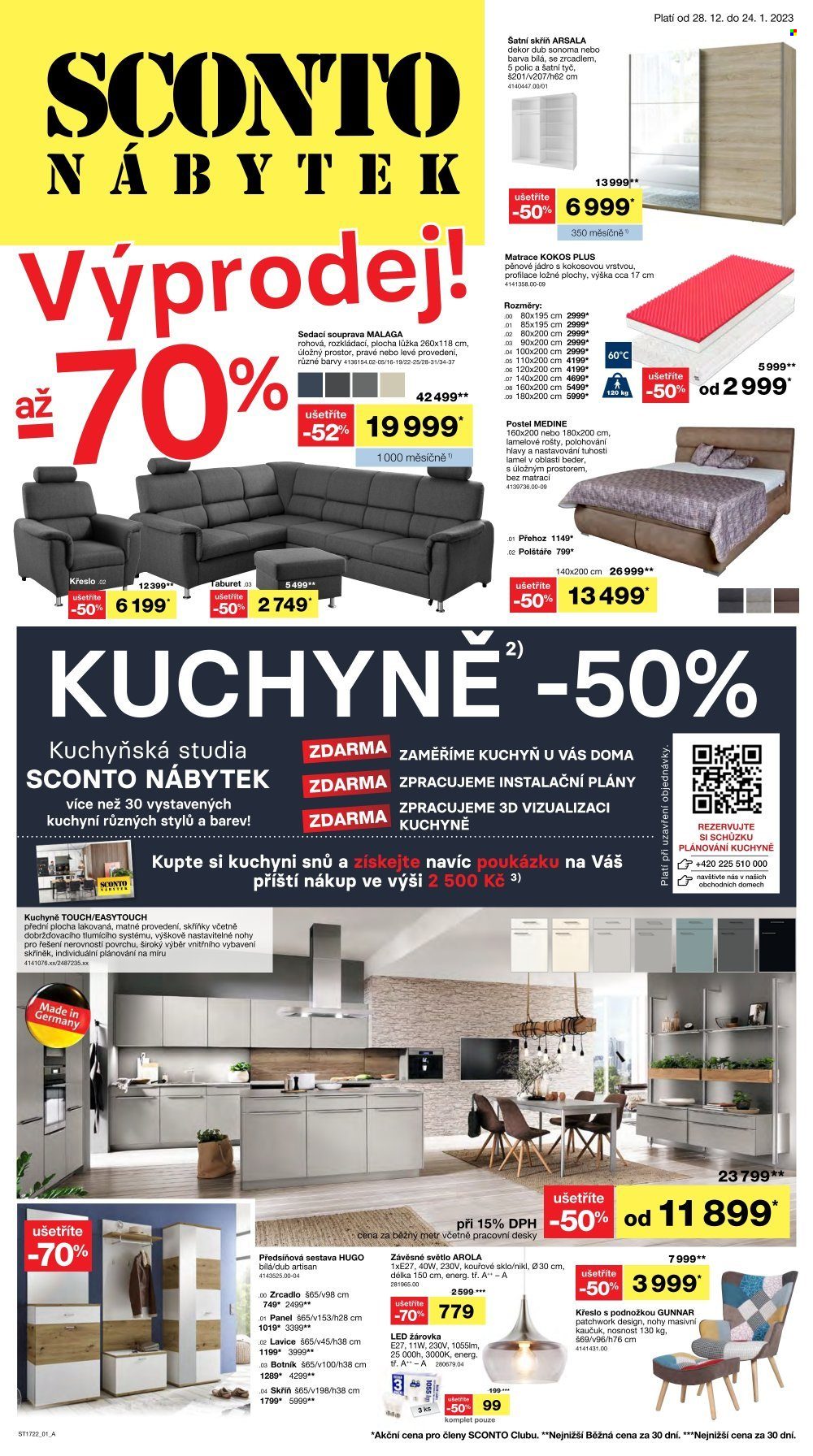 Leták SCONTO NÁBYTEK - 28.12.2022 - 24.1.2023. Strana 1