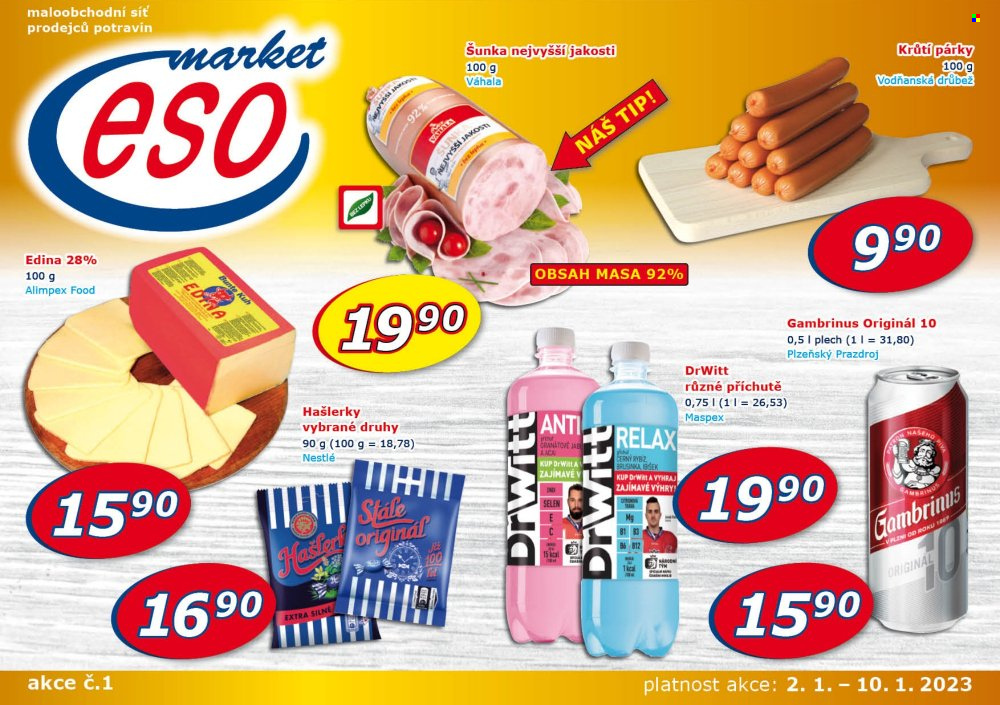 Leták ESO MARKET - 2.1.2023 - 10.1.2023. Strana 1