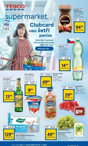 Leták TESCO supermarket - 2.1.2023 - 10.1.2023.
