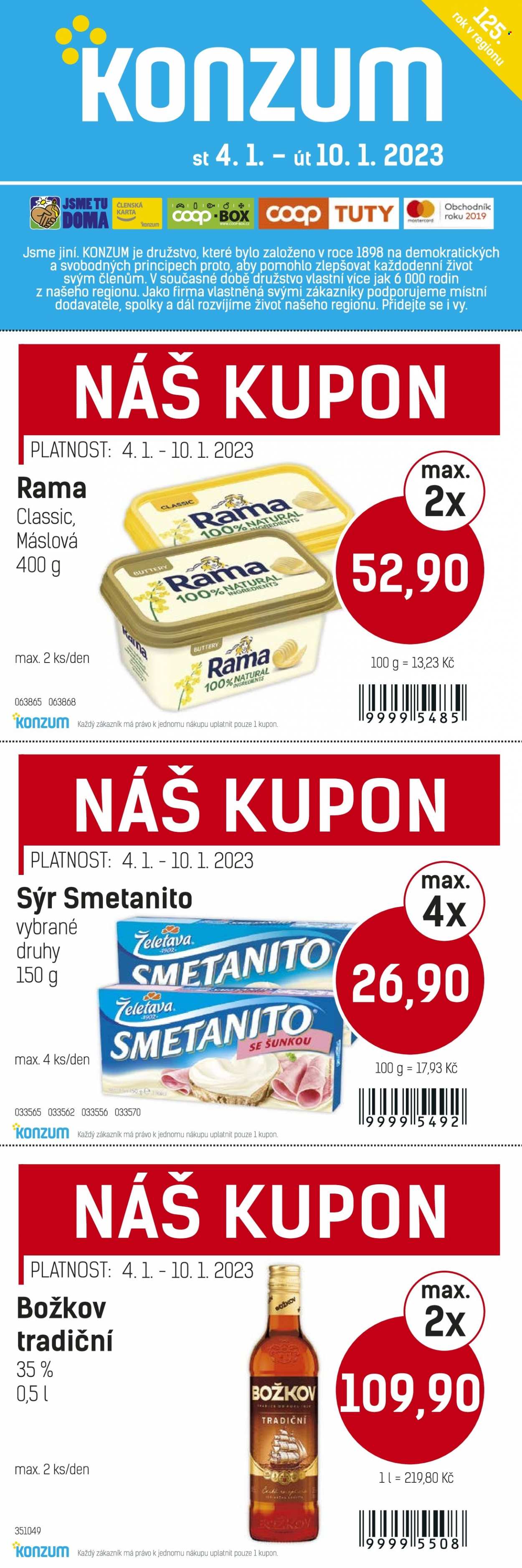 Leták Konzum - 4.1.2023 - 10.1.2023. Strana 1