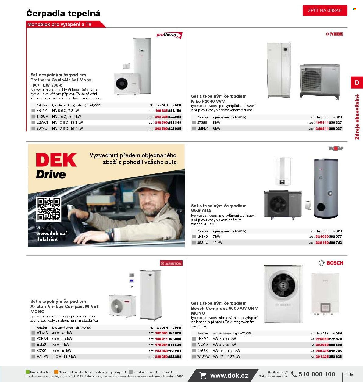 thumbnail - Leták DEK - Produkty v akci - voda, Bosch, tepelné čerpadlo. Strana 141.