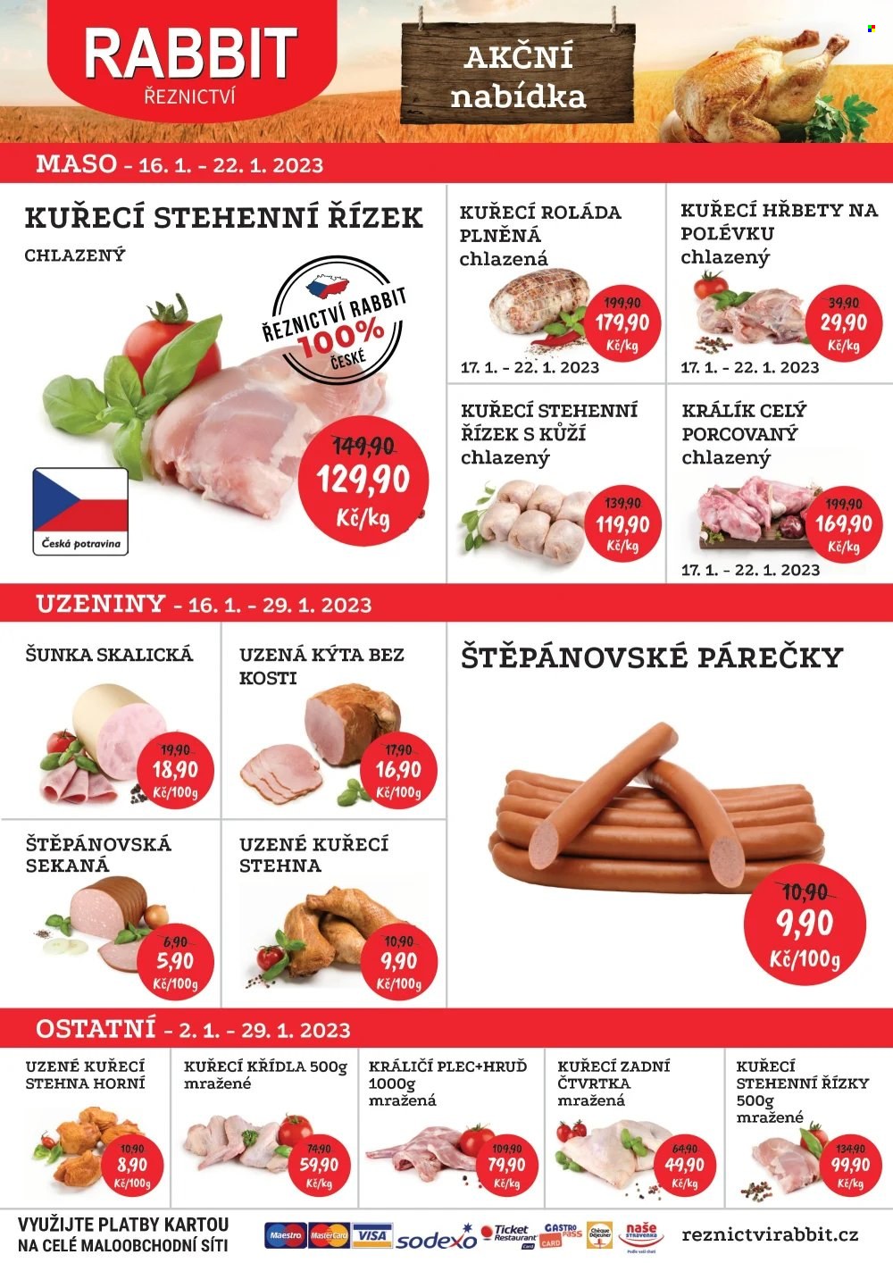 Leták RABBIT řeznictví - 16.1.2023 - 22.1.2023. Strana 1