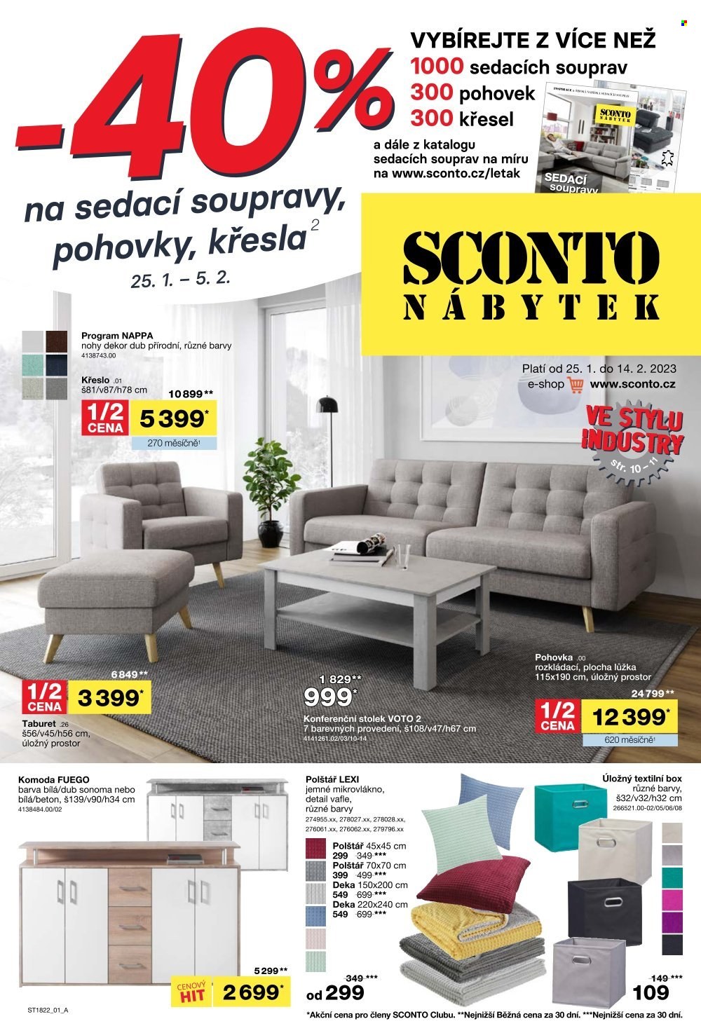 Leták SCONTO NÁBYTEK - 25.1.2023 - 14.2.2023. Strana 1