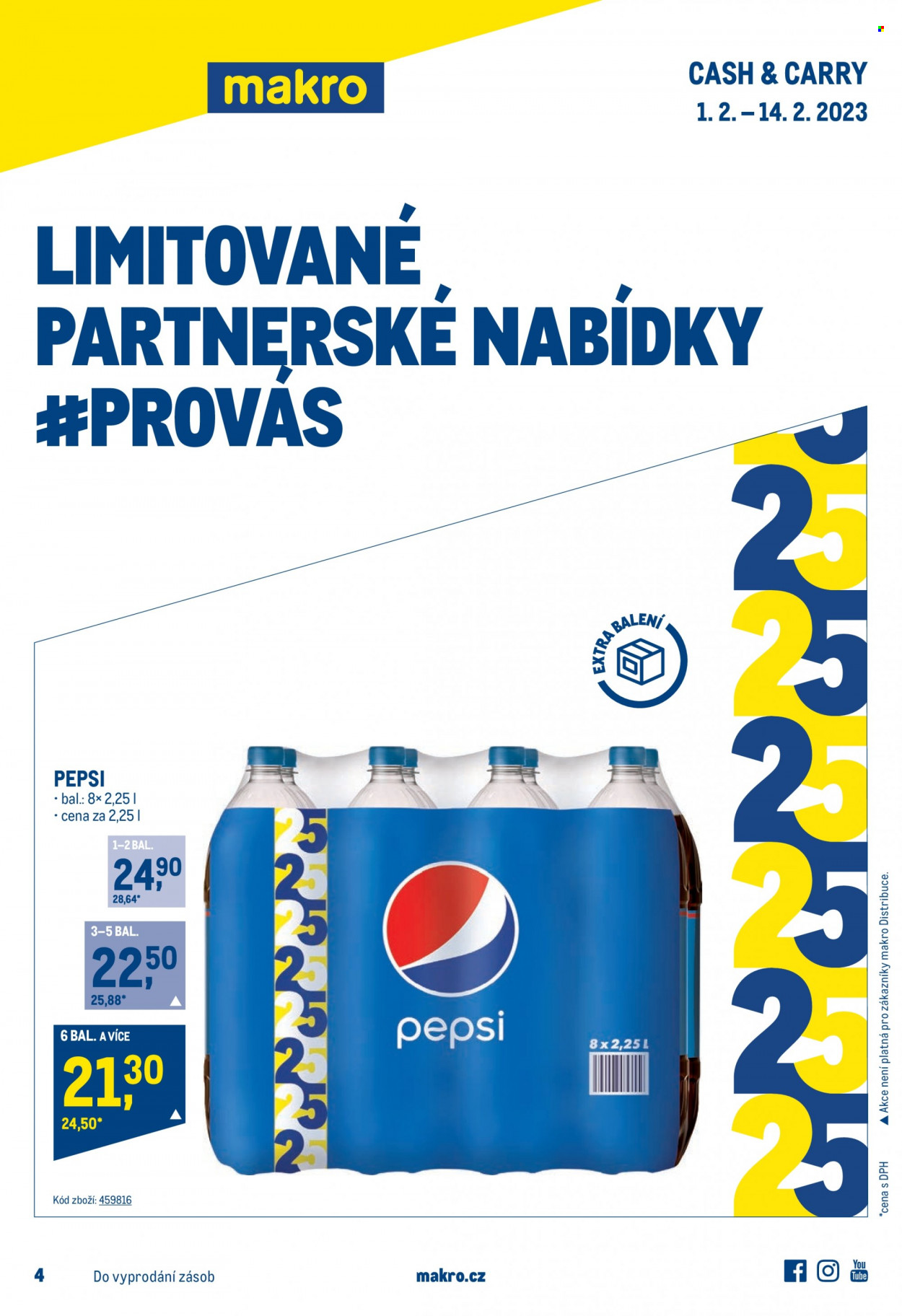 thumbnail - Leták MAKRO - 1.2.2023 - 14.2.2023 - Produkty v akci - limonáda, Pepsi, colový nápoj. Strana 1.