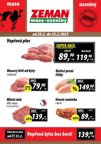 Leták ZEMAN maso-uzeniny - 20.2.2023 - 25.2.2023.