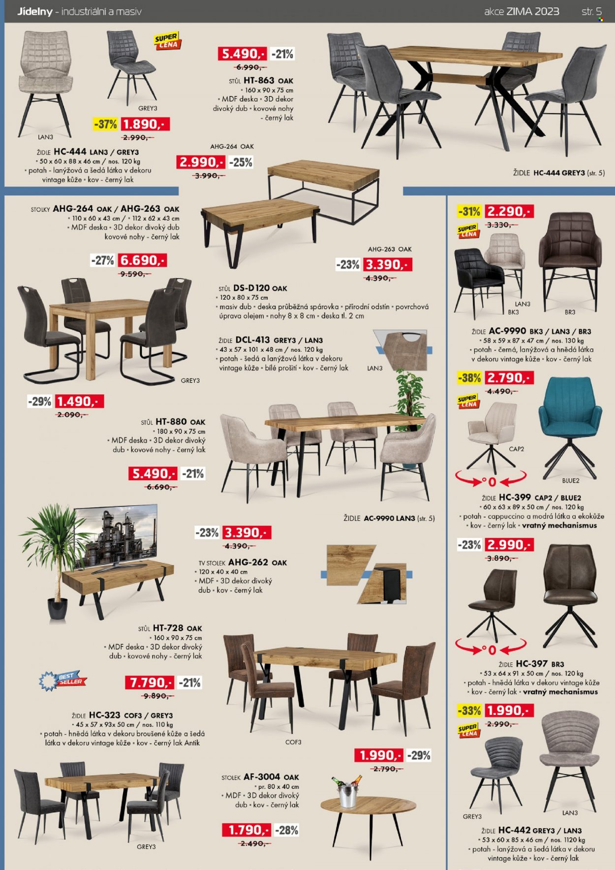 thumbnail - Leták Nábytek Jamall - 24.1.2023 - 6.4.2023 - Produkty v akci - stůl, stolek, židle, tv stolek. Strana 5.