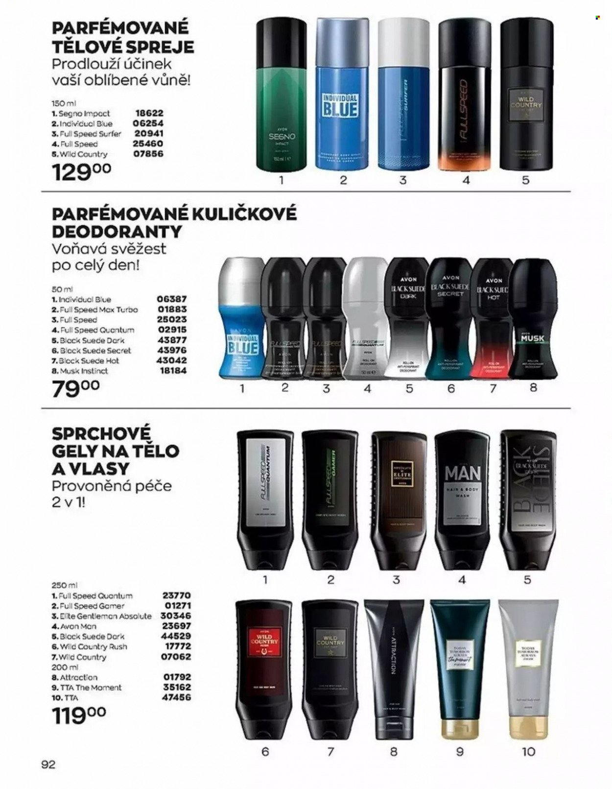 thumbnail - Leták AVON - 1.3.2023 - 31.3.2023 - Produkty v akci - sprchový gel, Avon, tělový sprej, deodorant, kuličkový deodorant, Secret. Strana 92.