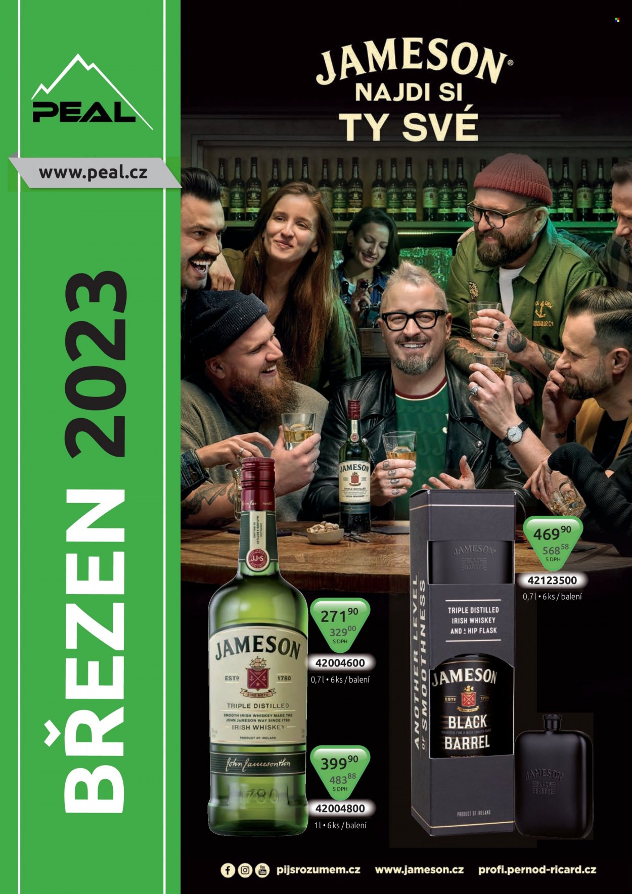 thumbnail - Leták PEAL - 1.3.2023 - 31.3.2023 - Produkty v akci - alkohol, Jameson, whisky. Strana 1.