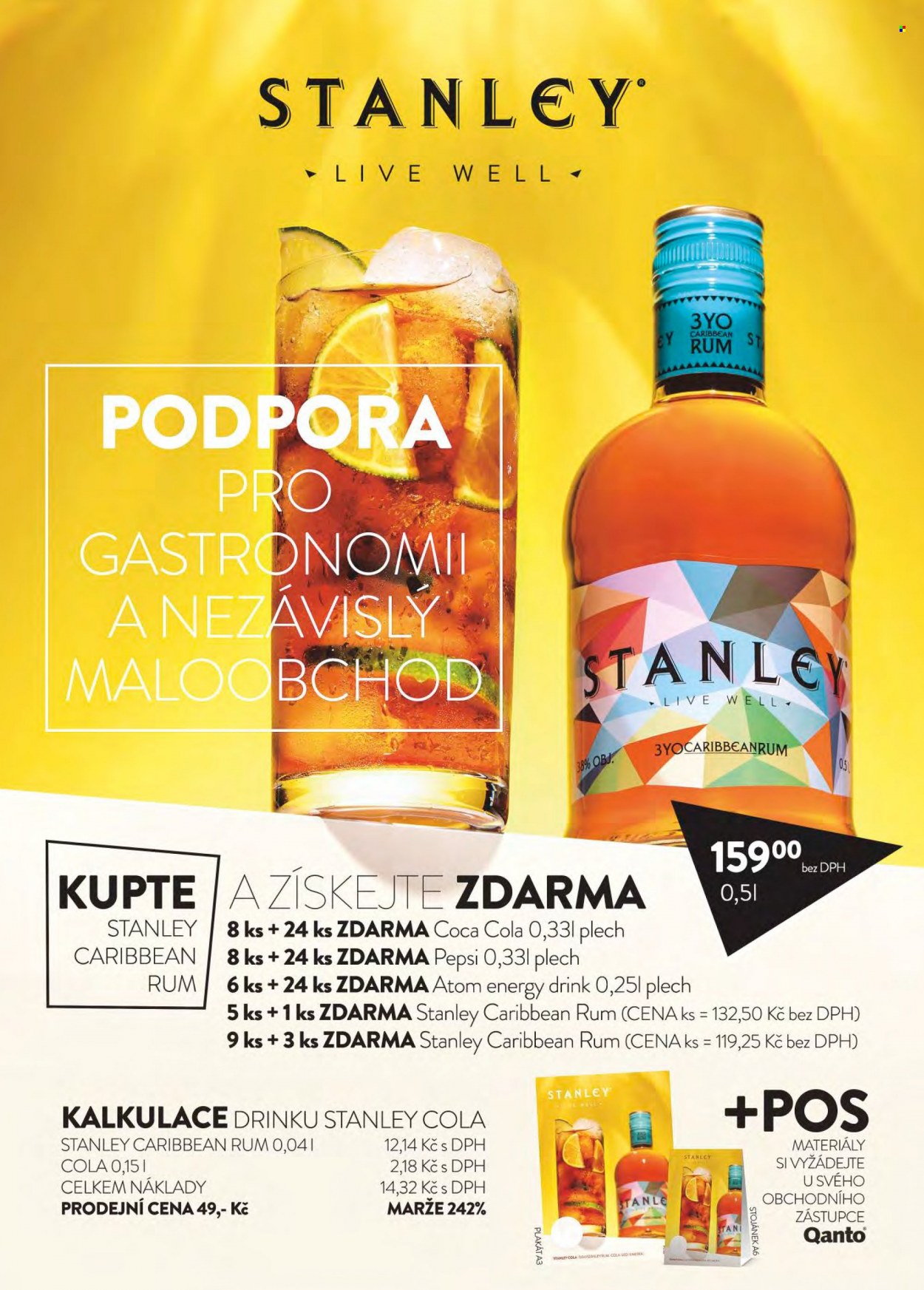 Leták Astur & Qanto velkoobchod - 1.3.2023 - 31.3.2023 - Produkty v akci - energetický nápoj, limonáda, Pepsi, Coca-Cola, colový nápoj, alkohol, rum, Stanley. Strana 6.