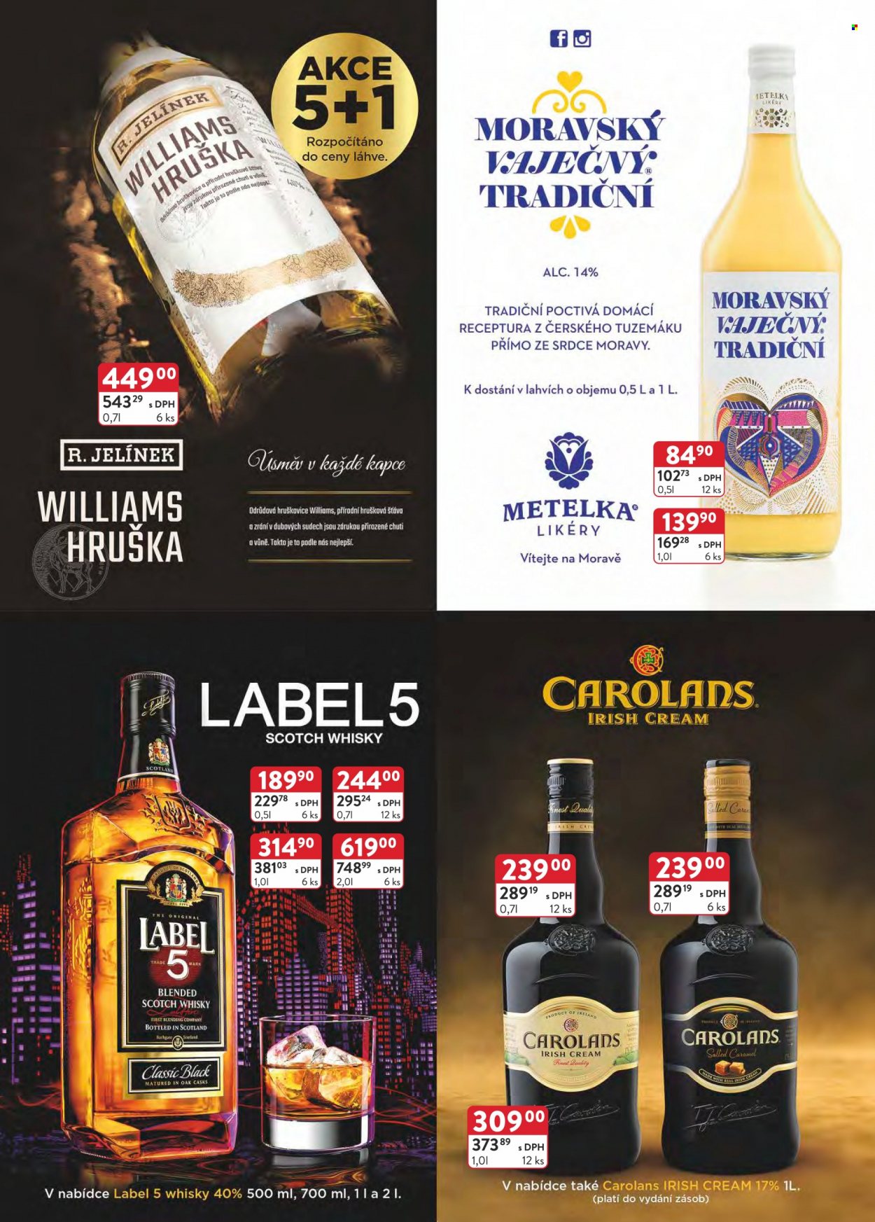 thumbnail - Leták Astur & Qanto velkoobchod - 1.3.2023 - 31.3.2023 - Produkty v akci - alkohol, vaječný likér, whisky, likér, hruškovice, R. Jelínek, Carolans, Label 5, Real. Strana 14.