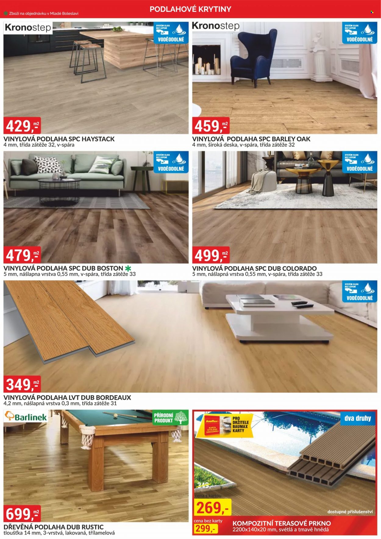 thumbnail - Leták Baumax - 1.3.2023 - 31.3.2023 - Produkty v akci - deska, podlahové krytiny, podlaha, dřevěná podlaha, vinylová podlaha, terasové prkno. Strana 22.