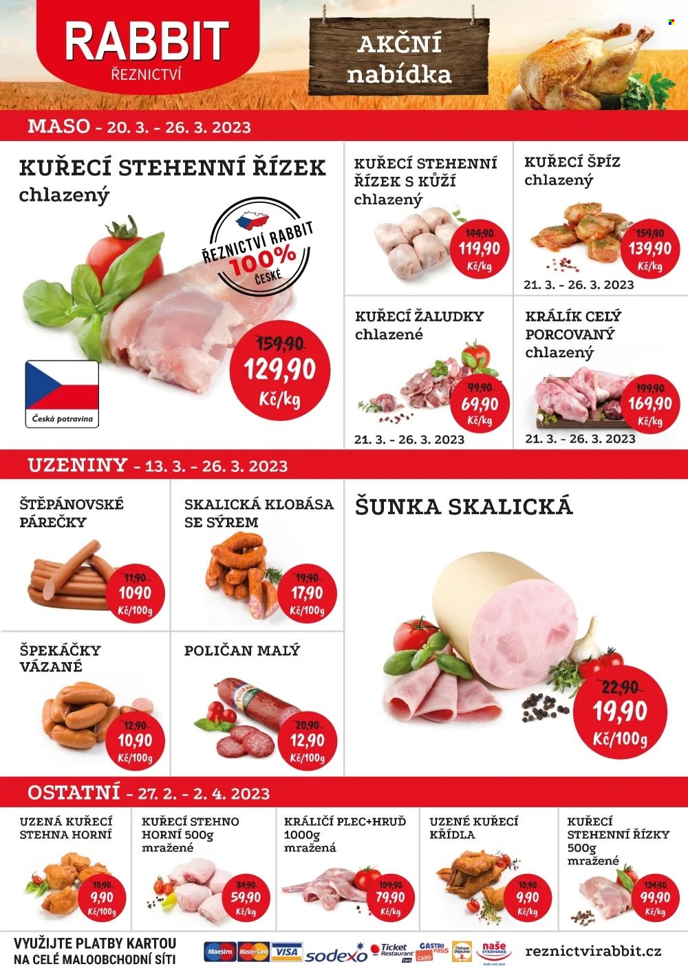 Leták RABBIT řeznictví - 20.3.2023 - 26.3.2023. Strana 1