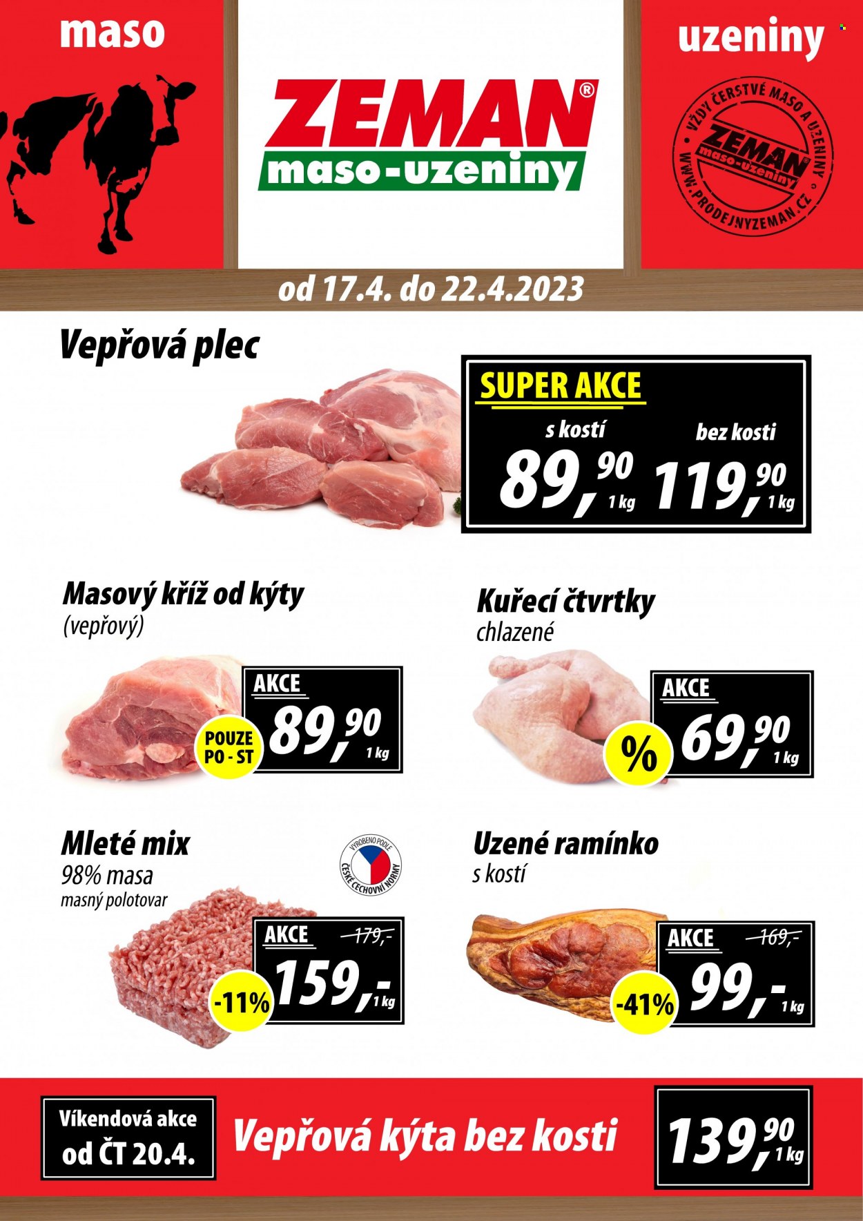 Leták ZEMAN maso-uzeniny - 17.4.2023 - 22.4.2023. Strana 1
