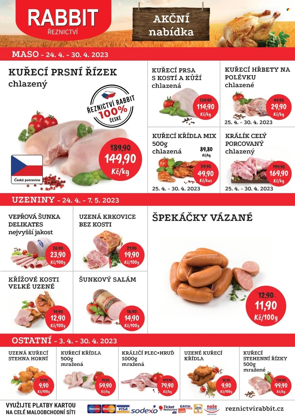Leták RABBIT řeznictví - 24.4.2023 - 30.4.2023. Strana 1