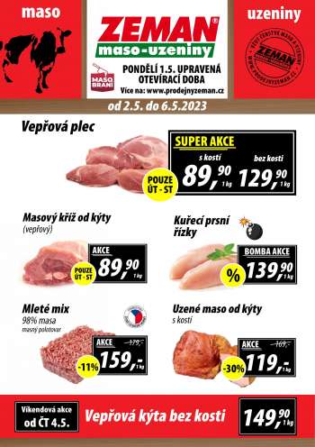 Leták ZEMAN maso-uzeniny - 2.5.2023 - 6.5.2023.