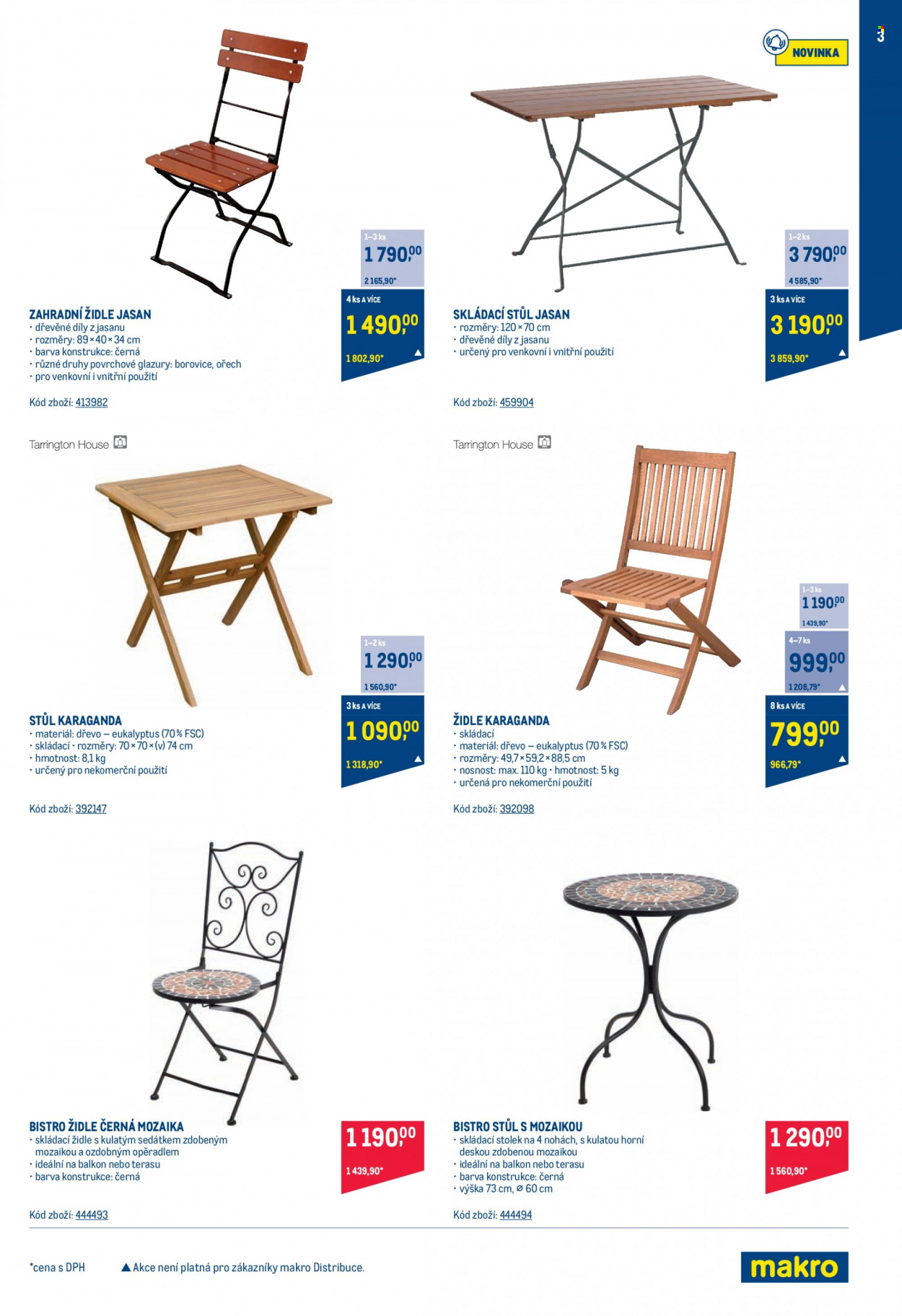 thumbnail - Leták MAKRO - 10.5.2023 - 6.6.2023 - Produkty v akci - stůl, stolek, židle, skládací židle, skládací stolek, zahradní nábytek, zahradní židle. Strana 3.