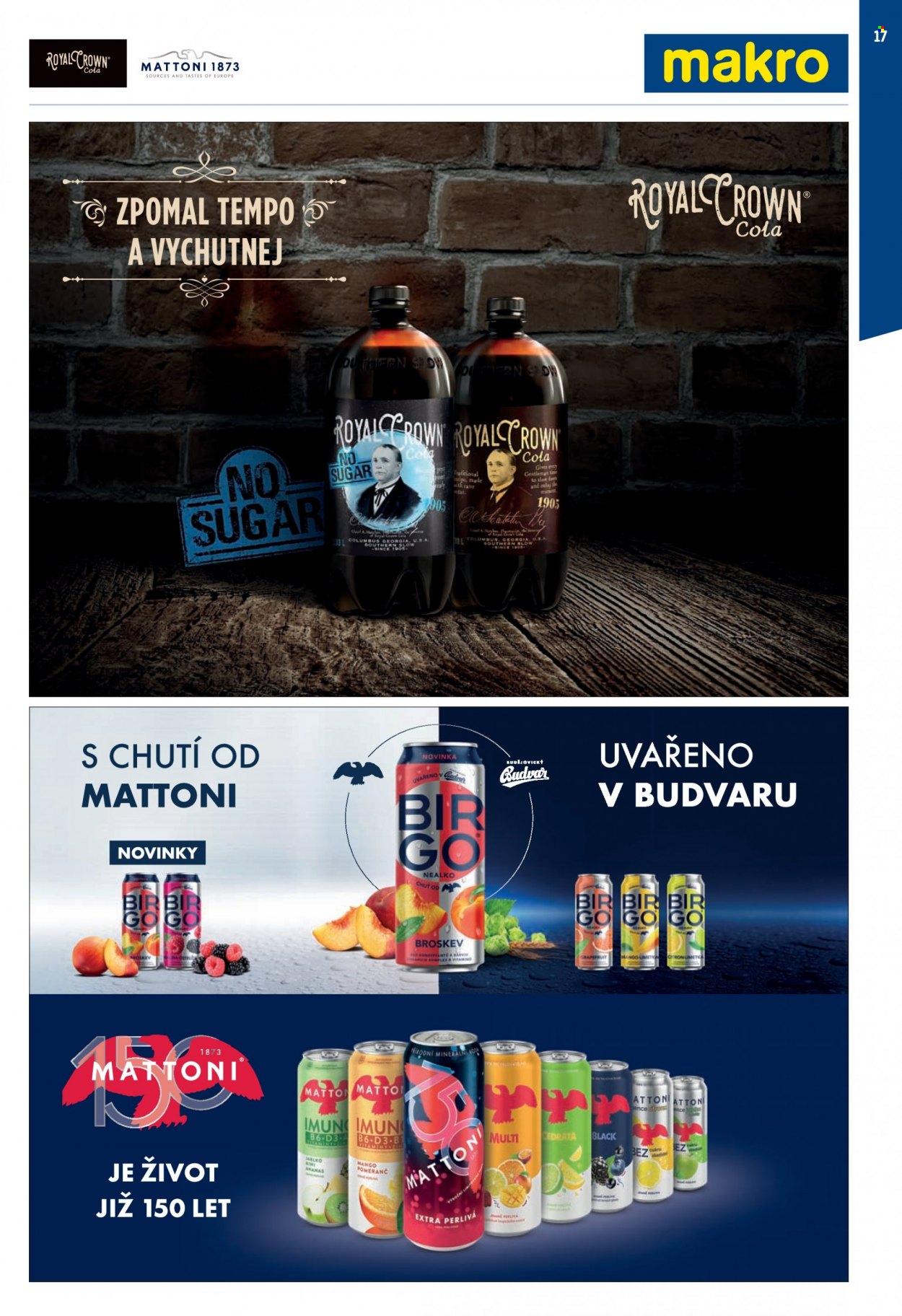 Leták MAKRO - 10.5.2023 - 6.6.2023 - Produkty v akci - Galbani, Alpro, Madeta, Zott, PRÉSIDENT, Meggle, Dr. Oetker, Milka, Monte, smetanový dezert, Vitana, McCain, Orion, Lindt, Sedita, M&M's, čokoládové bonbóny, Lay’s, brambůrky, chipsy, Panzani, džus, Relax, Royal Crown, Márka, RIO, minerální voda, Mattoni, SodaStream, alkohol, sekt, víno, Bohemia Sekt, šumivé víno, Vinařství Pavlov, Pavlov, Lavazza, káva, Nescafé, Segafredo, Božkov, Nivea, Harmony, Zewa, Henkel, Velvet, Spontex, Vileda, Sanytol, Leifheit, Jelen, Fino, Schwarzkopf, Borotalco, Frosch, Elmex, Alpa, Pintinox, Securit, ETA, Propesko, Purina, krmivo, PreVital, Sencor, Braun, De'Longhi, Kärcher, Kenwood, Rohnson, Nutribullet, výrobník perlivé vody. Strana 1.