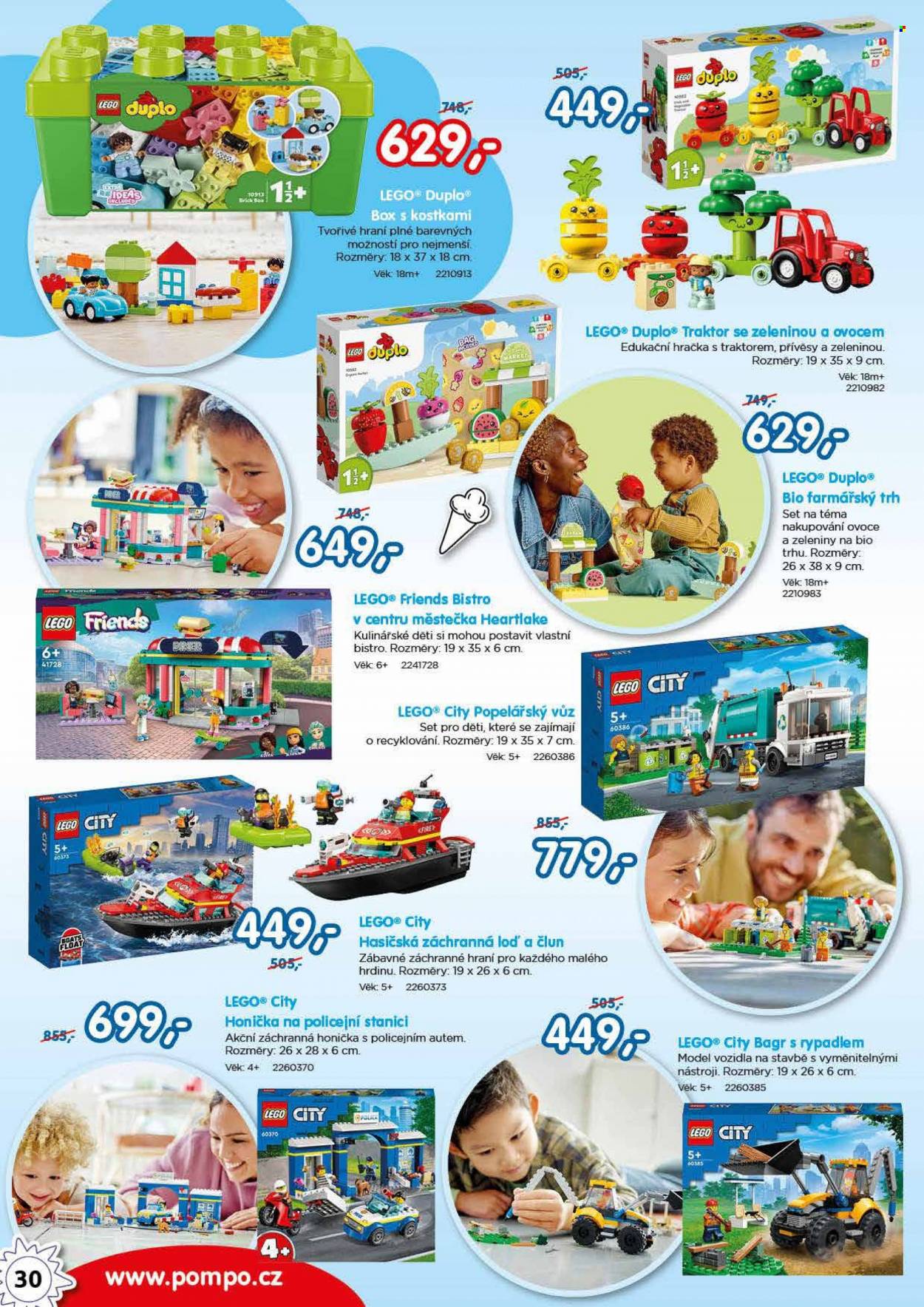 thumbnail - Leták Pompo - Produkty v akci - popelářský vůz, LEGO, LEGO City, LEGO Duplo, LEGO Friends, stavebnice, traktor, bagr, hračky, edukativní hračka. Strana 30.