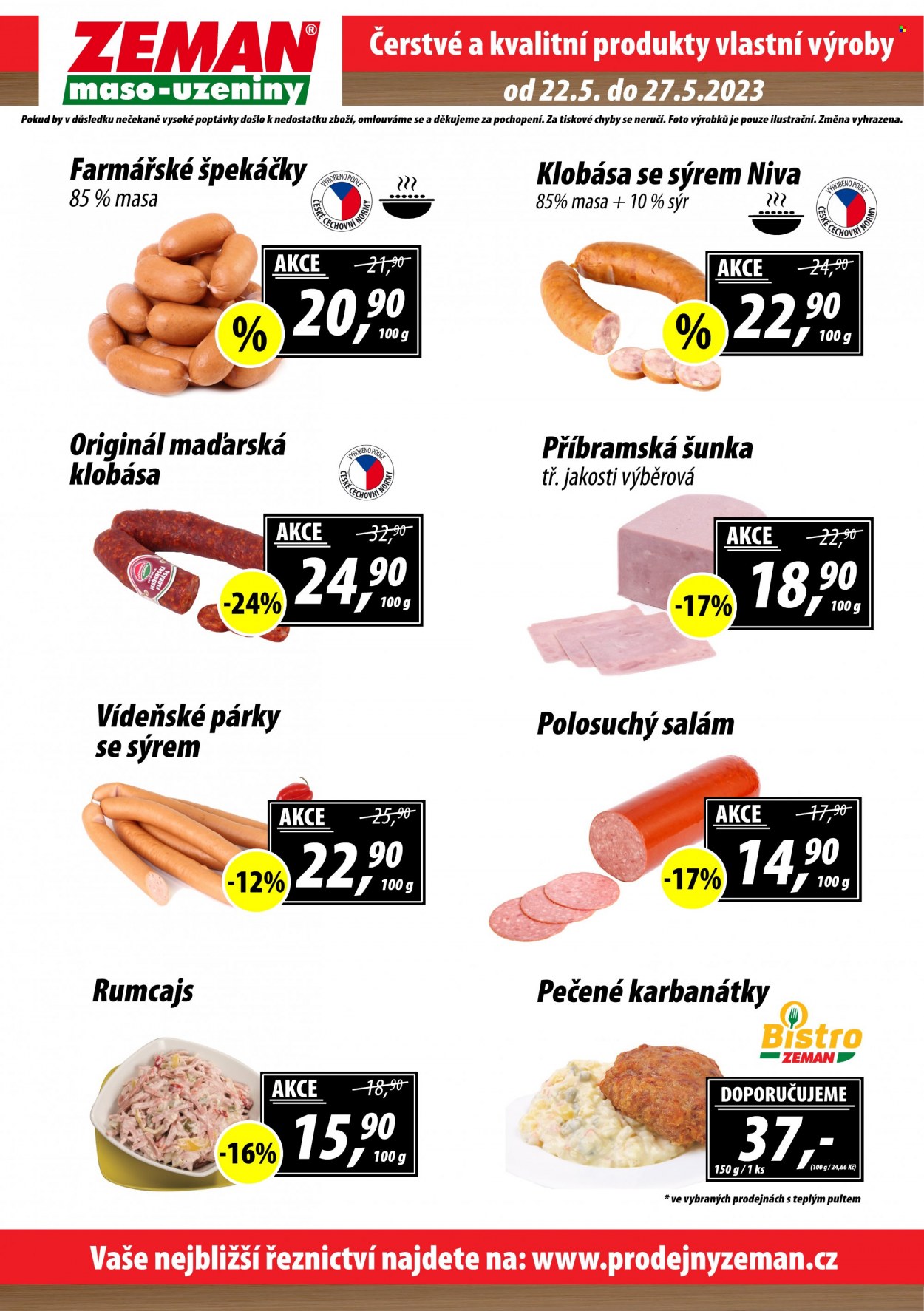 Leták ZEMAN maso-uzeniny - 22.5.2023 - 27.5.2023. Strana 2