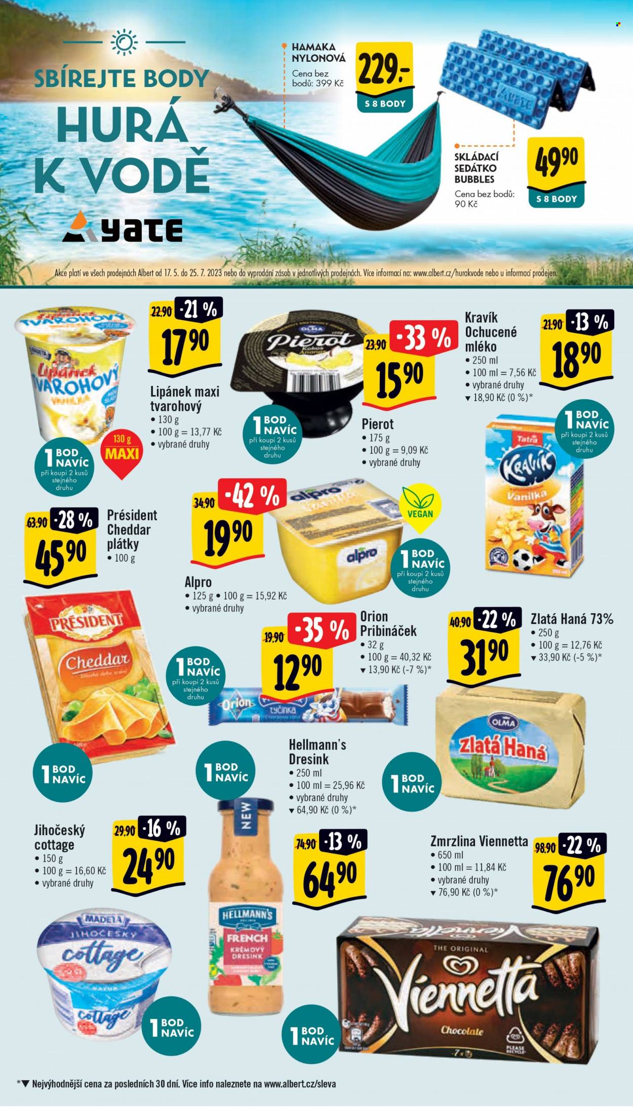Leták Albert Supermarket - 24.5.2023 - 30.5.2023 - Produkty v akci - Míša, nanuk, čokoládová tyčinka, Kinder, Olma, tvarohový dezert, Gold Selection, instantní káva, káva, Tchibo, cukr, cukr krupice, džus, nektar, Relax, alkohol, ležák, Pilsner Urquell, pivo, světlé pivo, světlý ležák, vepřová kýta, vepřová kýta bez kosti, losos, rybí filet, jablka, jablka červená, Madeta, máslo. Strana 1.