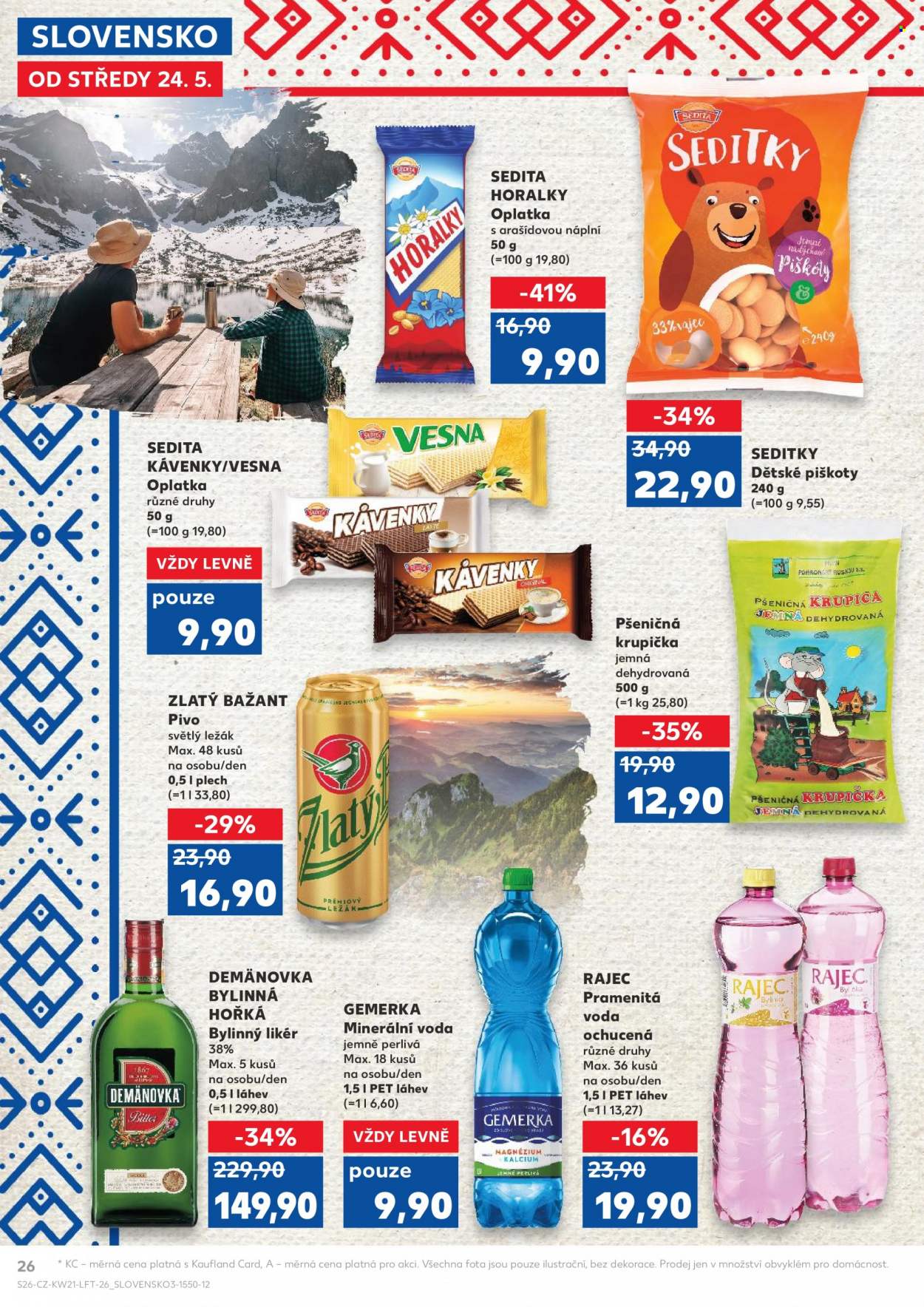 Leták Kaufland - 24.5.2023 - 30.5.2023 - Produkty v akci - eidam, polotvrdý sýr, sýr, banány, Bivoj, šunka, šunka nejvyšší jakosti, vepřová panenka, čokoládová tyčinka, Kinder, mléko, plnotučné mléko, trvanlivé mléko, káva, Segafredo, zrnková káva, alkohol, Nicolaus, vodka. Strana 1.