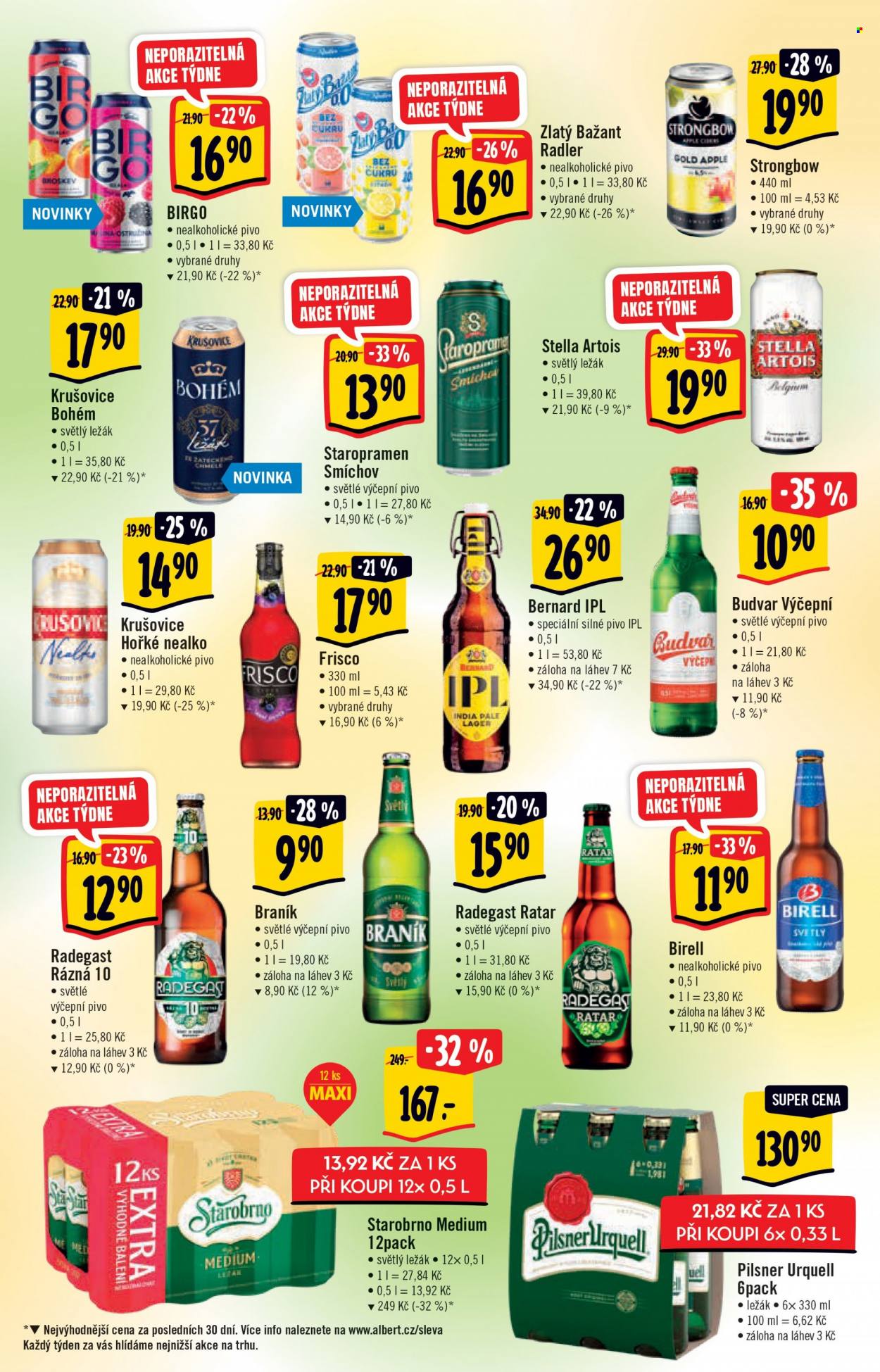 Leták Albert Hypermarket - 24.5.2023 - 6.6.2023 - Produkty v akci - Birell, nealkoholické pivo, nealkoholický nápoj, Carte d'Or, zmrzlina, Algida, Magnum, nanuk, nafukovací plovadlo, Coca-Cola, colový nápoj, limonáda, nafukovací kruh, boty, dámská obuv, pánská obuv. Strana 1.