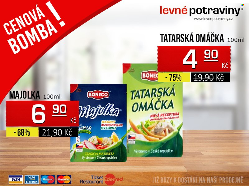 thumbnail - Leták Levné potraviny - Produkty v akci - Boneco, majonéza, tatarská omáčka. Strana 5.