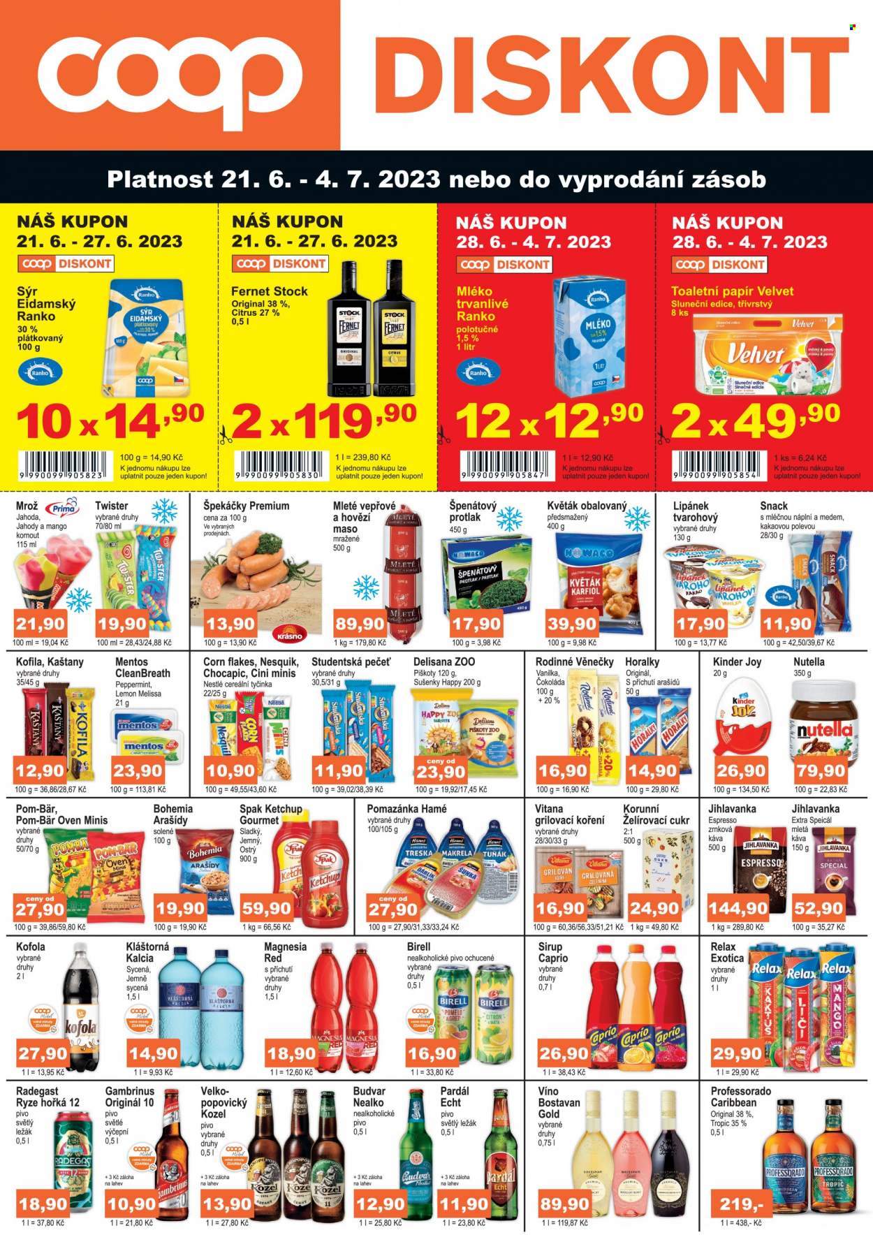 Leták coop DISKONT - 21.6.2023 - 4.7.2023. Strana 1