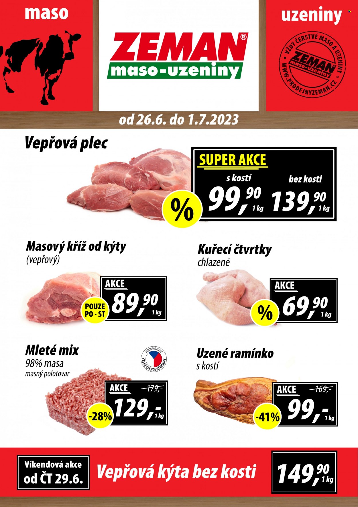 Leták ZEMAN maso-uzeniny - 26.6.2023 - 1.7.2023. Strana 1