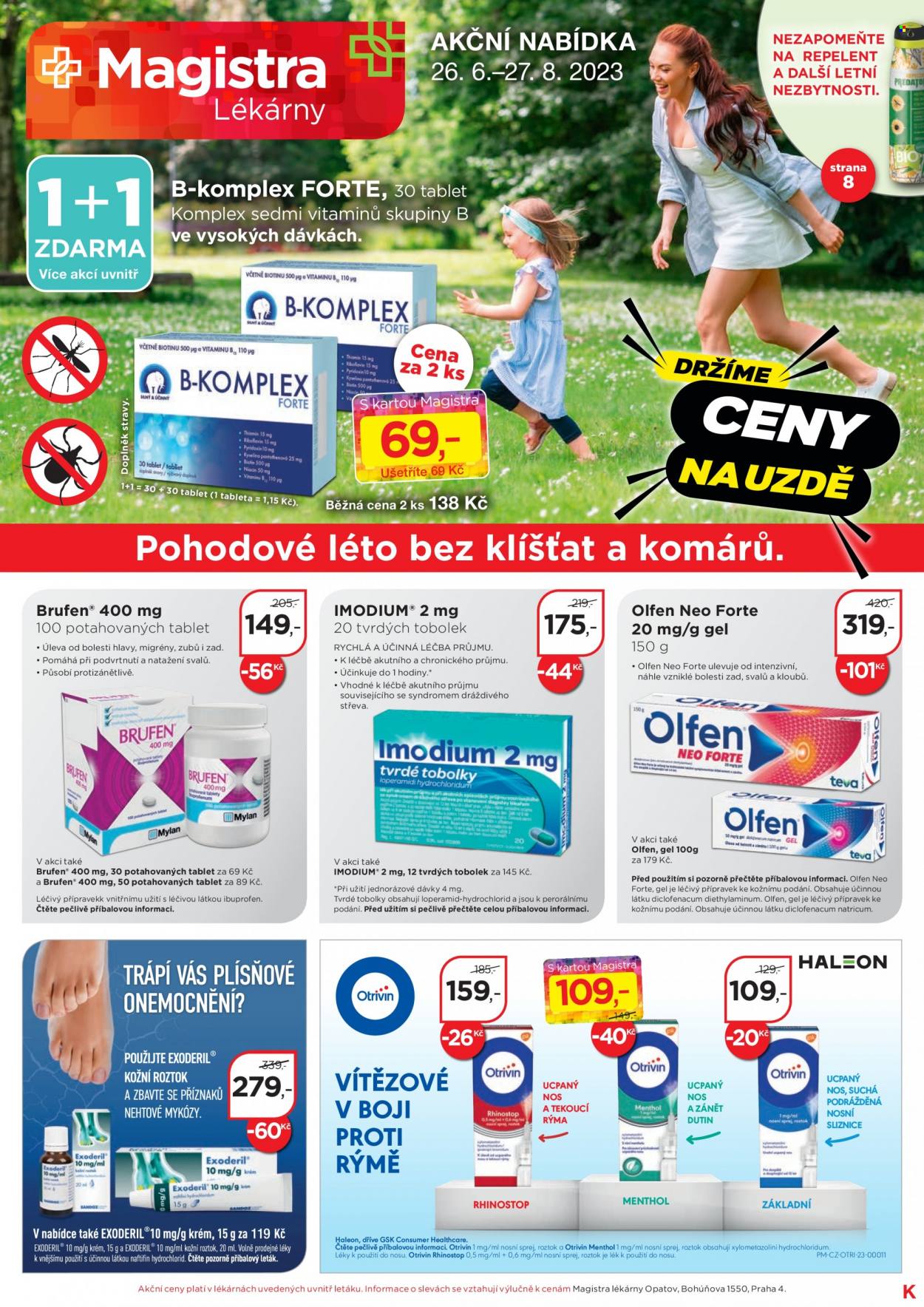 Leták Magistra Lékárny - 26.6.2023 - 27.8.2023. Strana 1