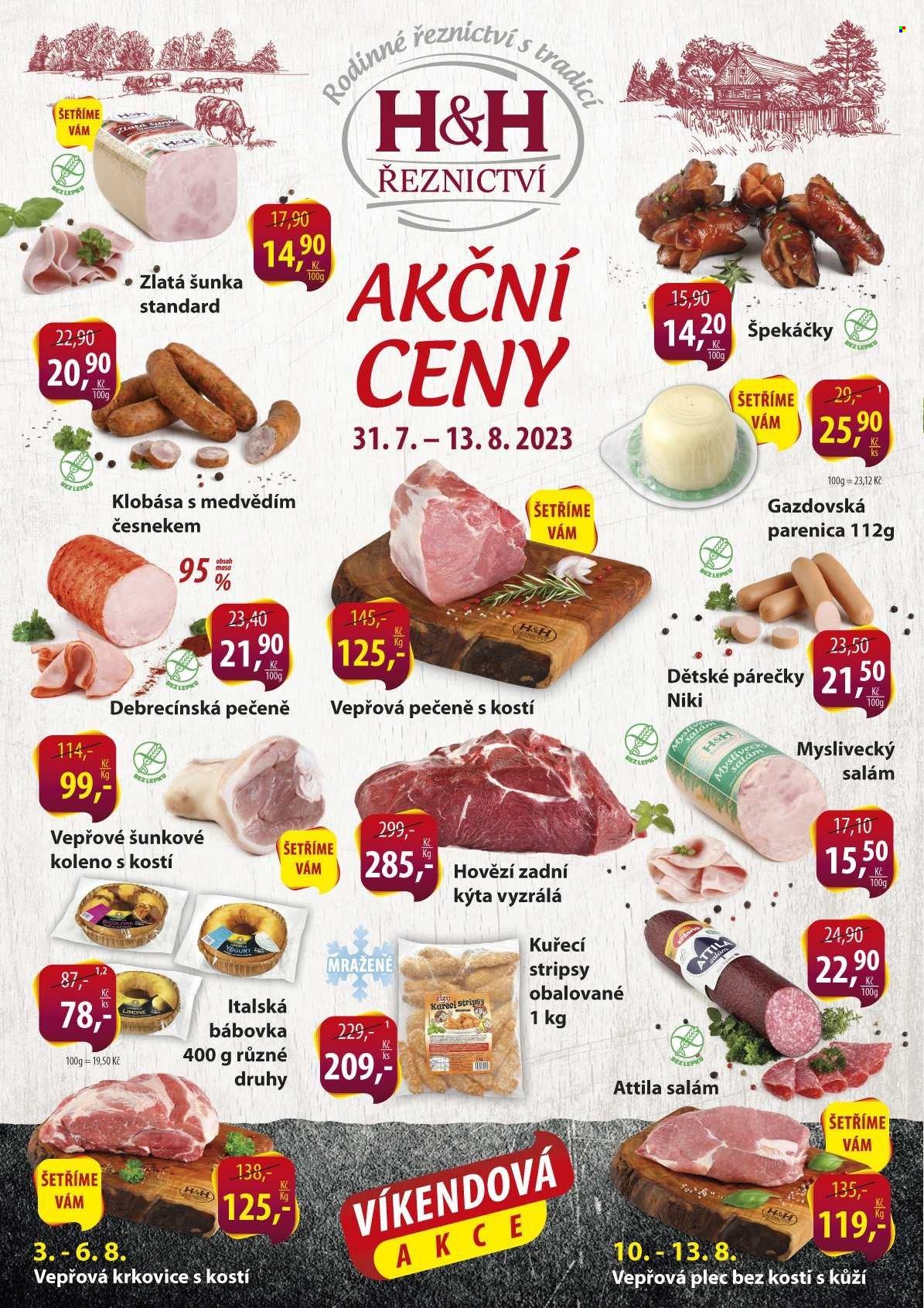 Leták Řeznictví H&H - 31.7.2023 - 13.8.2023. Strana 3
