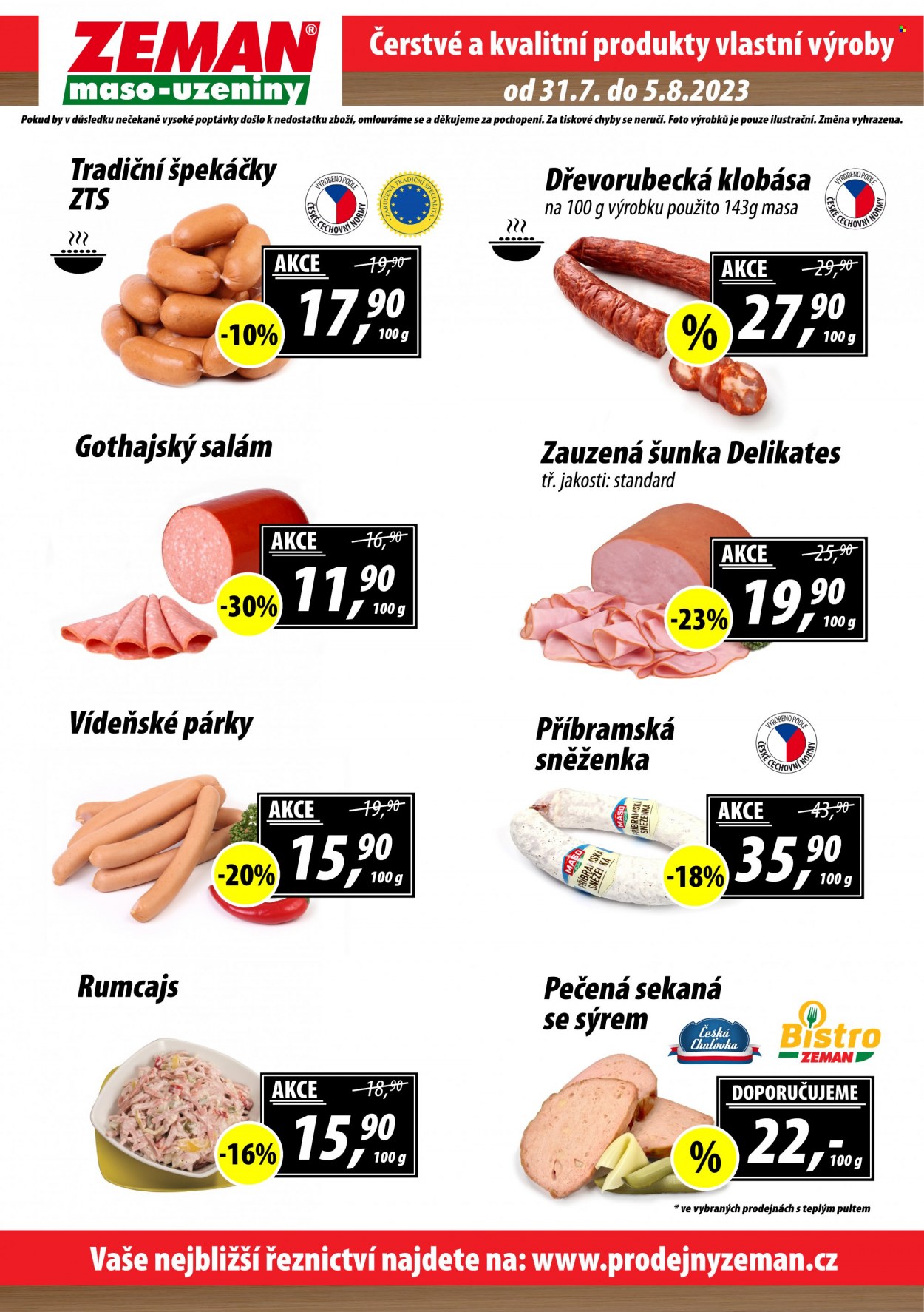 Leták ZEMAN maso-uzeniny - 31.7.2023 - 5.8.2023. Strana 2