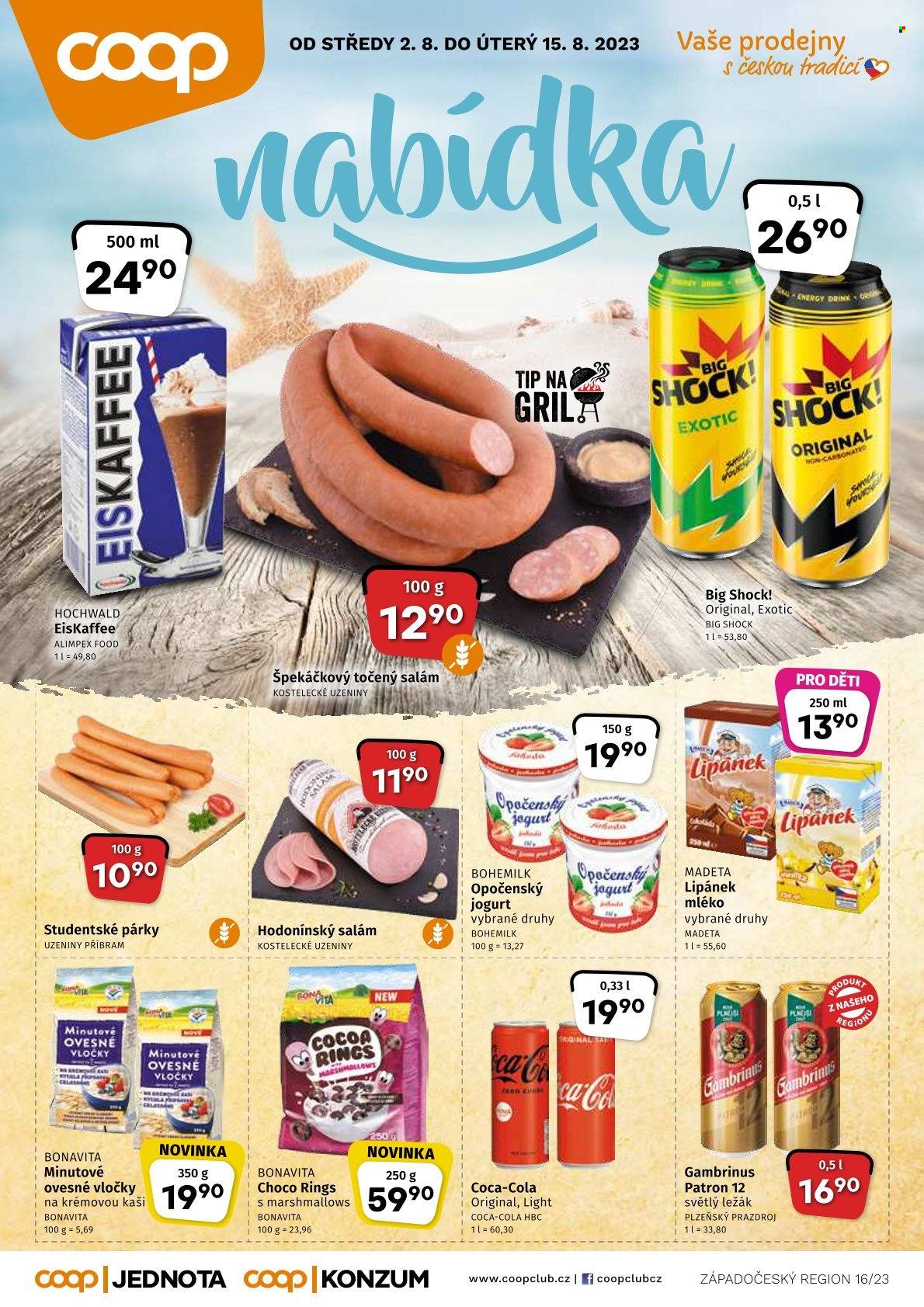Leták coop JEDNOTA - 2.8.2023 - 15.8.2023. Strana 1