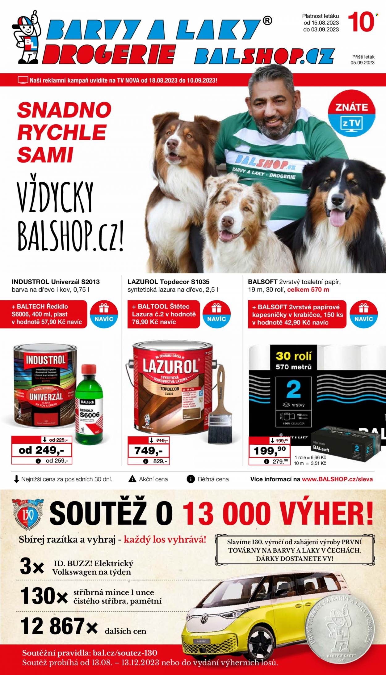 Leták Barvy a laky drogerie - 15.8.2023 - 3.9.2023. Strana 1