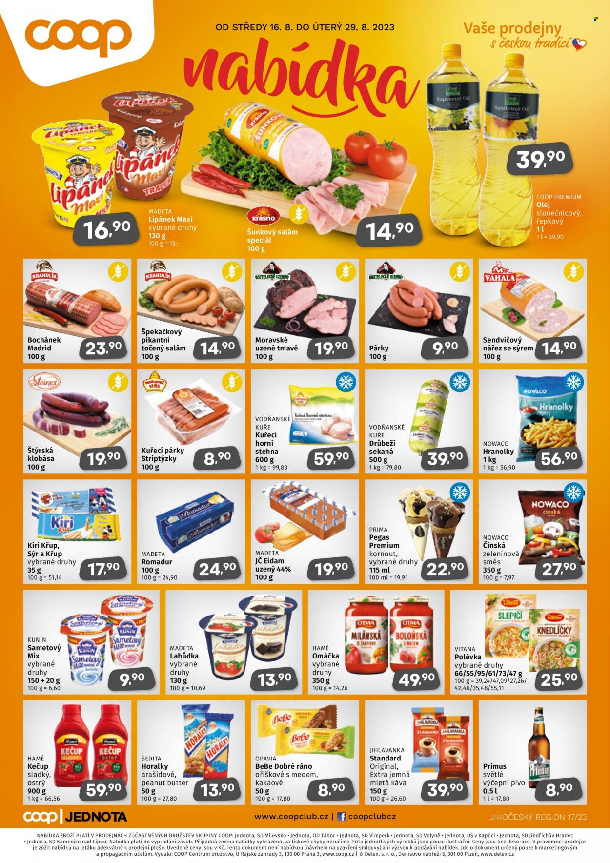 Leták coop JEDNOTA - 16.8.2023 - 29.8.2023. Strana 1