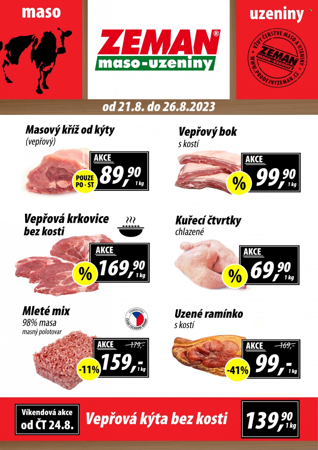 Leták ZEMAN maso-uzeniny - 21.8.2023 - 26.8.2023. Strana 1