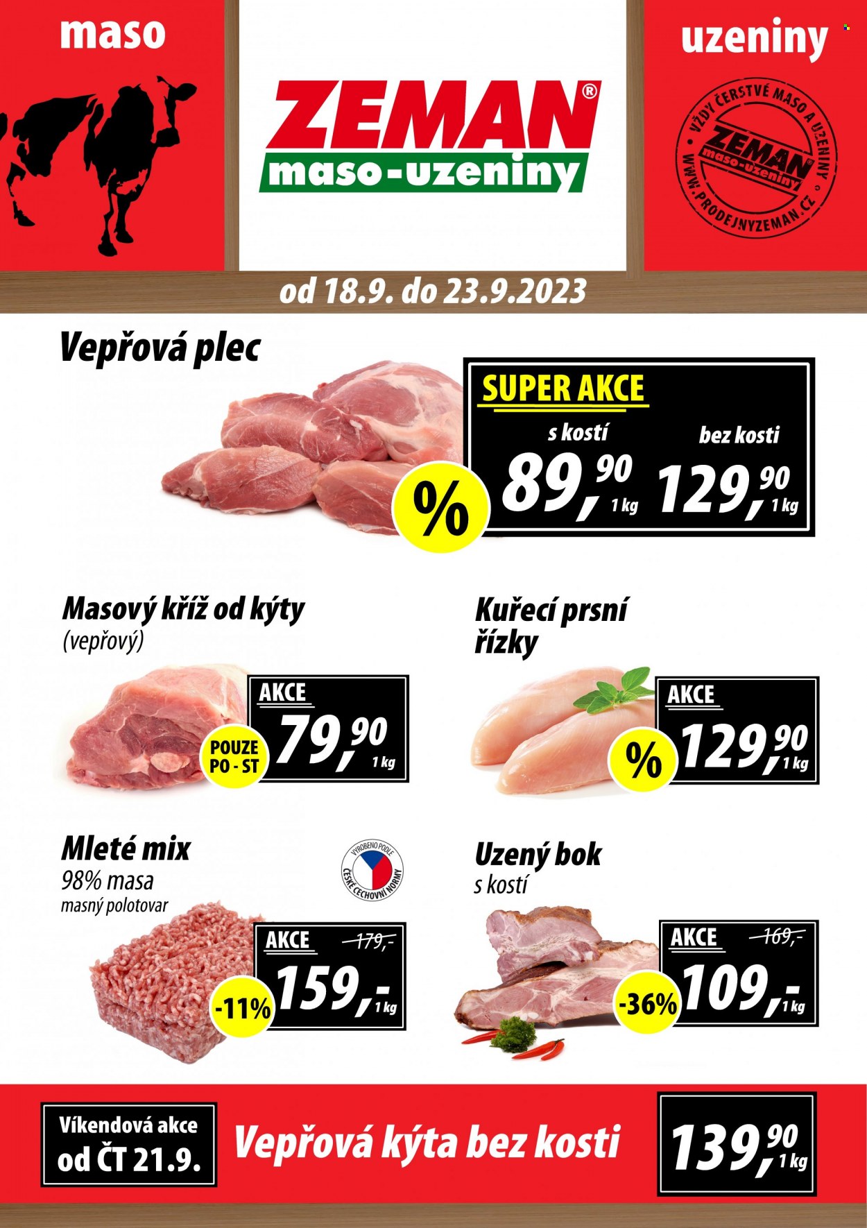 Leták ZEMAN maso-uzeniny - 18.9.2023 - 23.9.2023. Strana 1