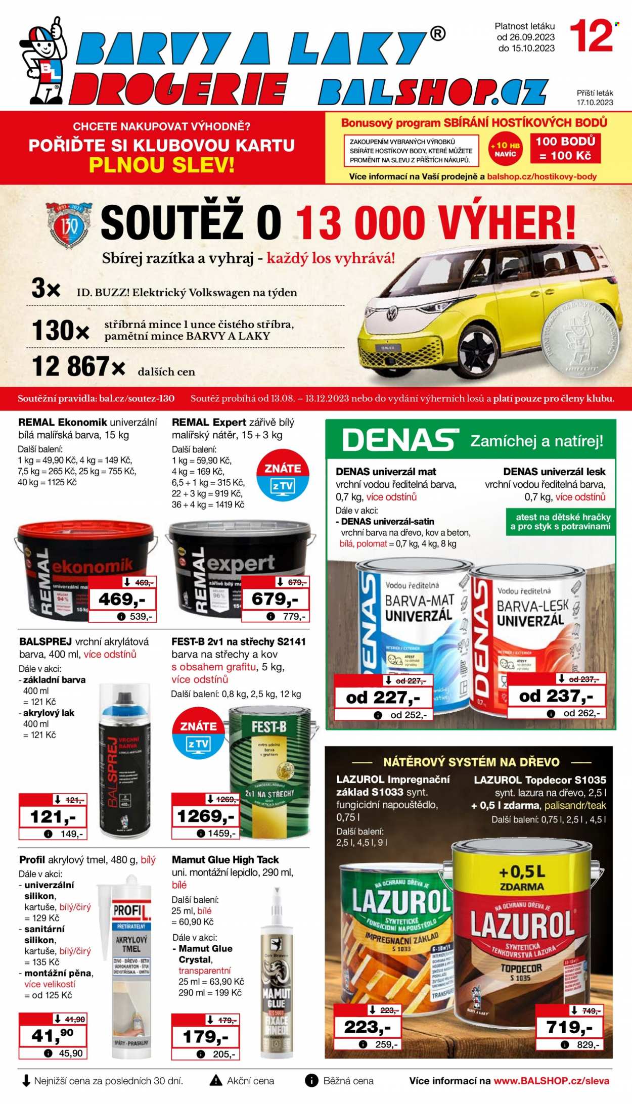 Leták Barvy a laky drogerie - 26.9.2023 - 15.10.2023. Strana 1
