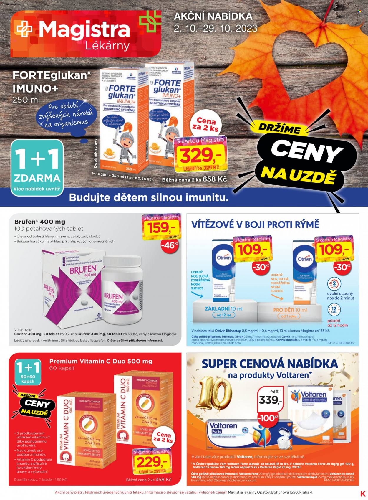 Leták Magistra Lékárny - 2.10.2023 - 29.10.2023. Strana 1