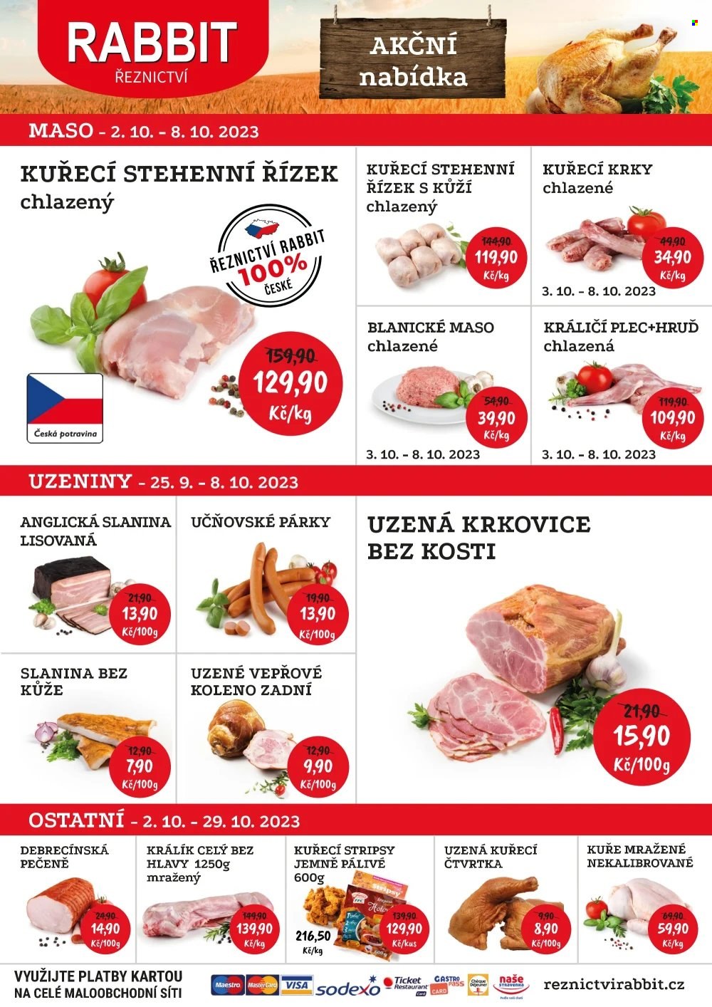 Leták RABBIT řeznictví - 2.10.2023 - 8.10.2023. Strana 1