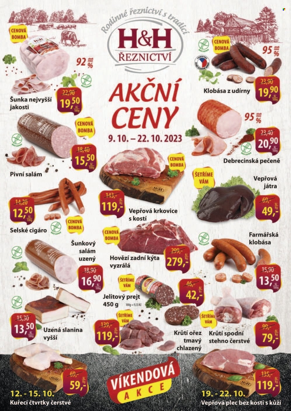 Leták Řeznictví H&H - 9.10.2023 - 22.10.2023. Strana 1