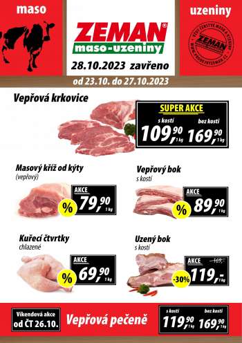 Leták ZEMAN maso-uzeniny - 23.10.2023 - 27.10.2023.
