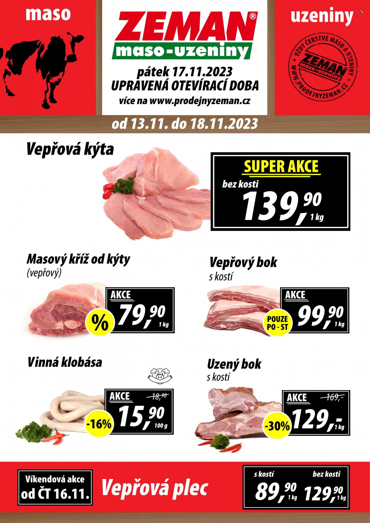 Leták ZEMAN maso-uzeniny. Strana 1