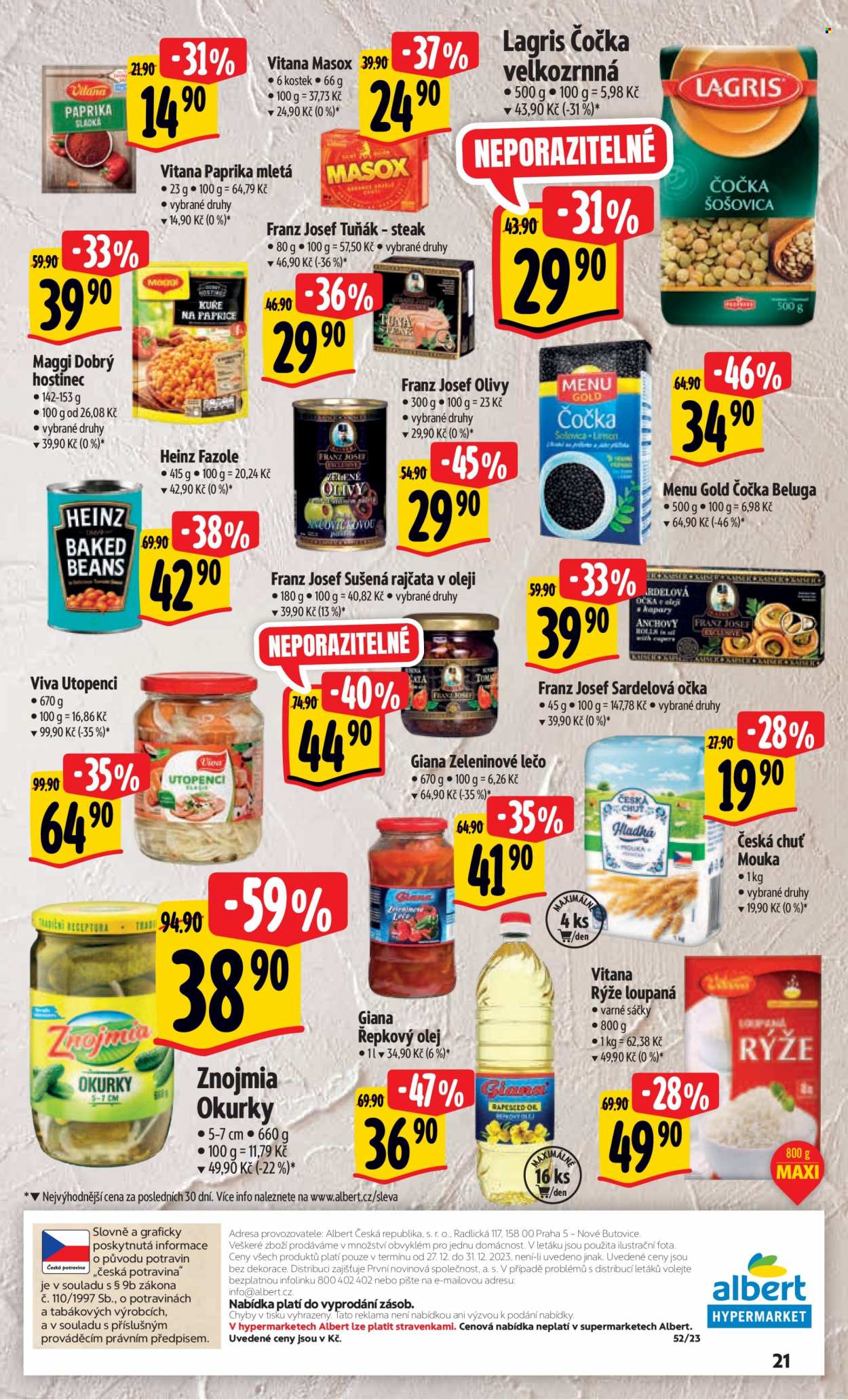 Leták Albert Hypermarket - 27.12.2023 - 31.12.2023. Strana 21