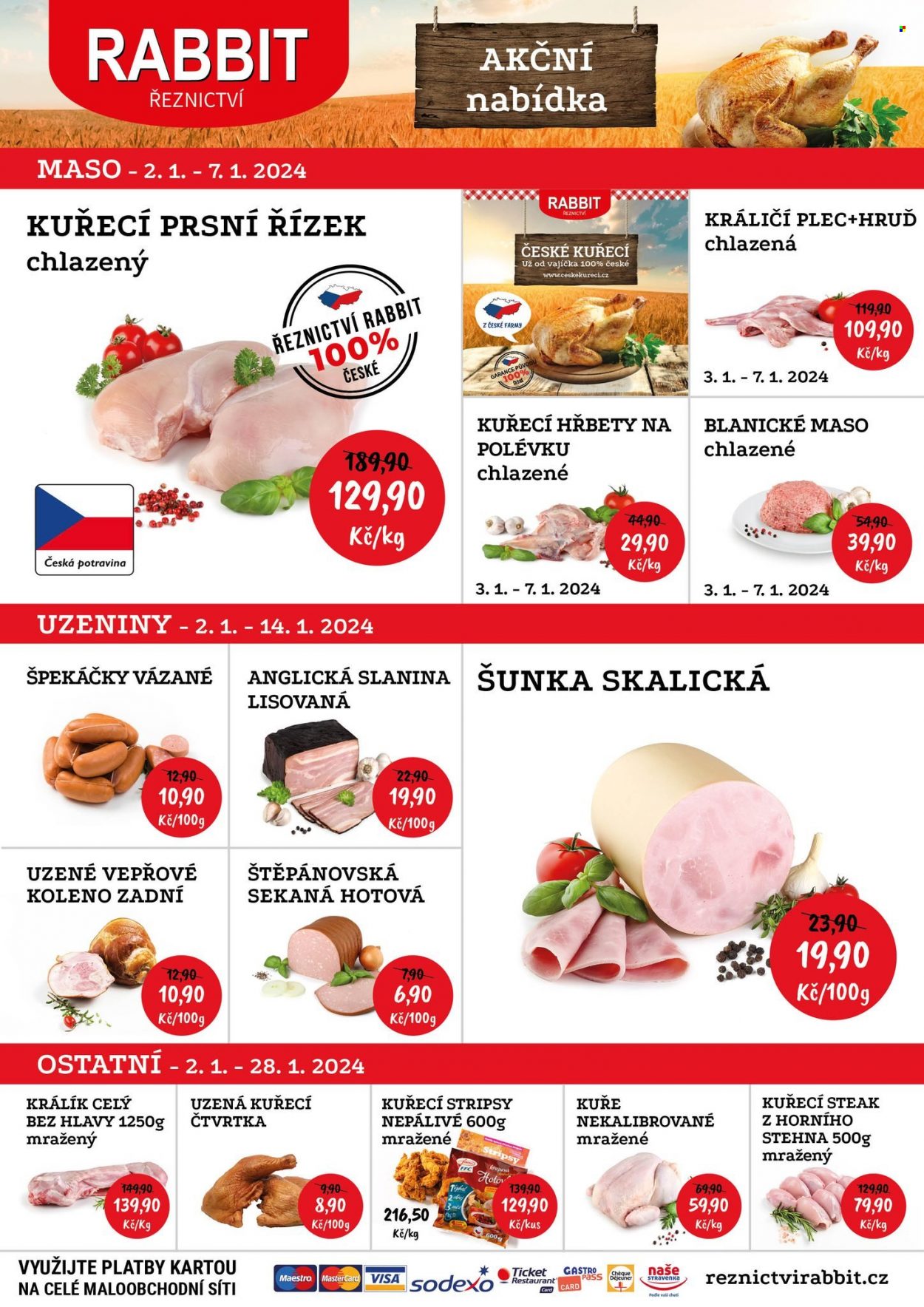 Leták RABBIT řeznictví - 2.1.2024 - 7.1.2024. Strana 1
