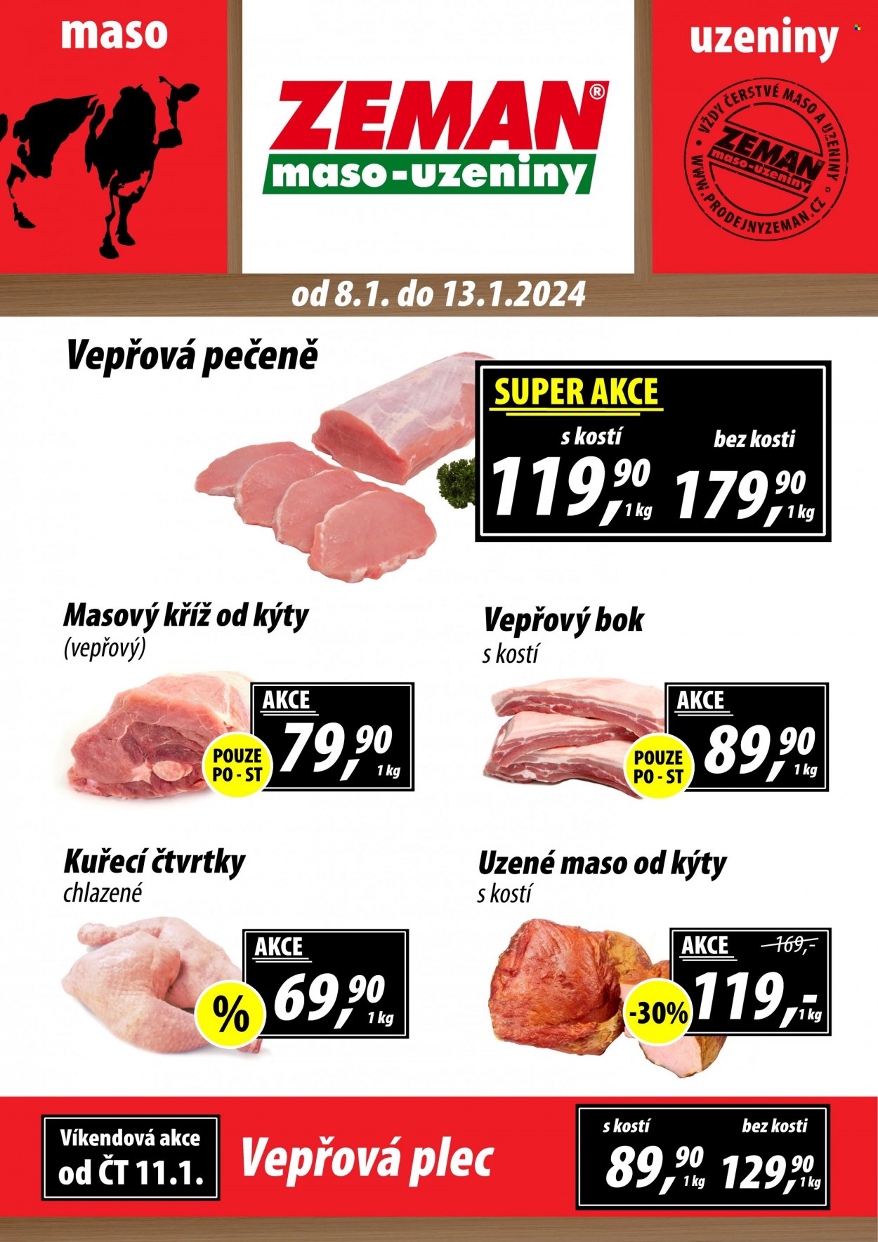Leták ZEMAN maso-uzeniny - 8.1.2024 - 13.1.2024. Strana 1