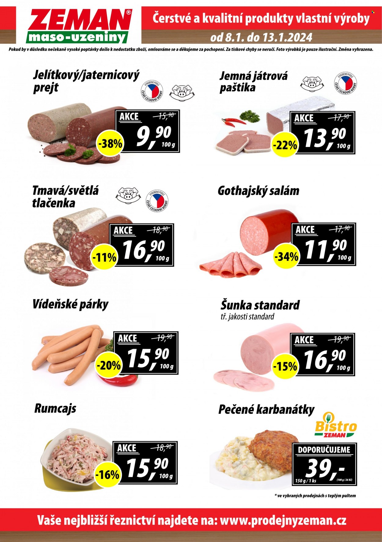 Leták ZEMAN maso-uzeniny - 8.1.2024 - 13.1.2024. Strana 2