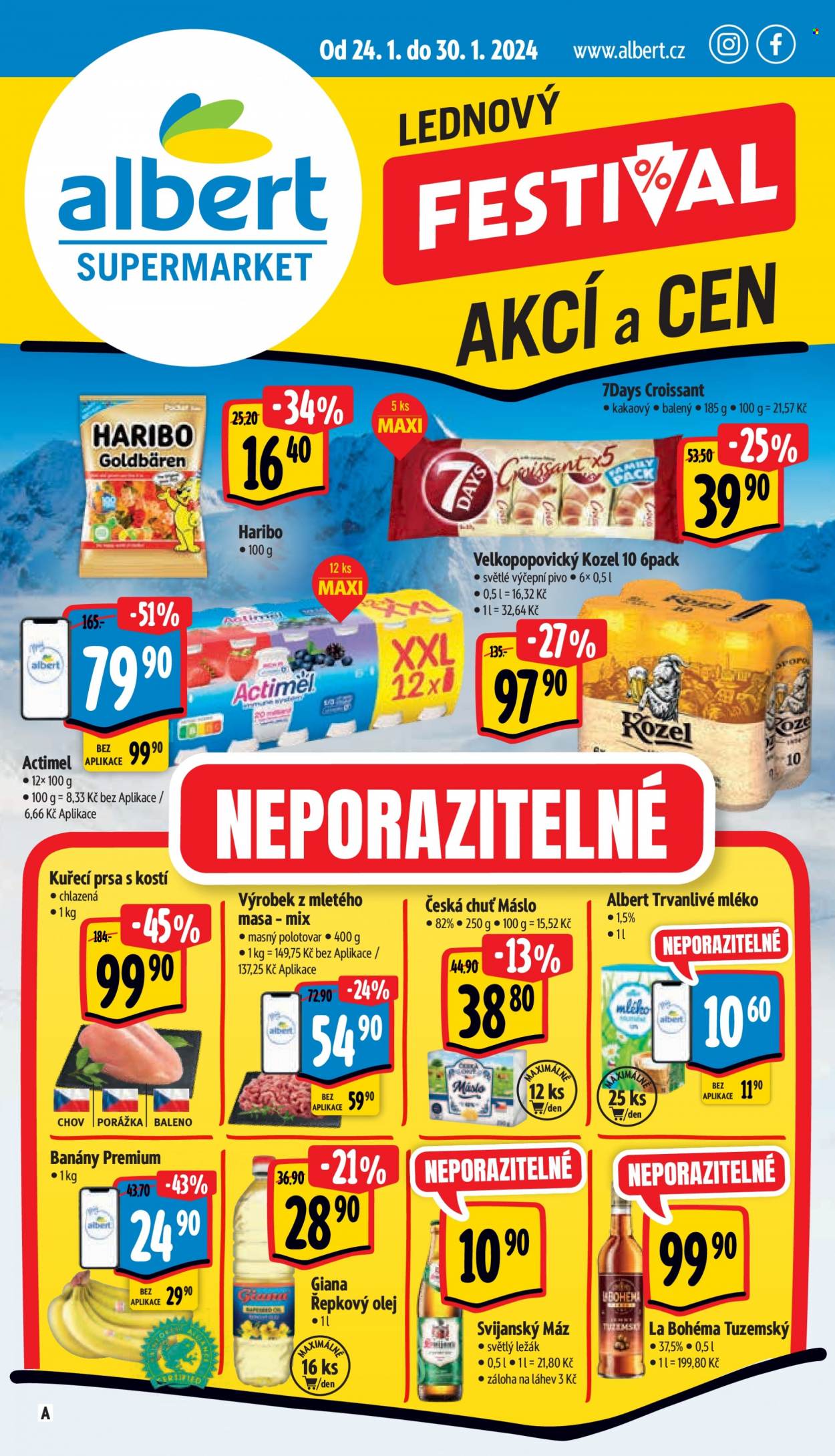 Leták Albert Supermarket - 24.1.2024 - 30.1.2024. Strana 1